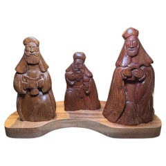 Puerto Rican Wood Group Sculpture of the Three Wise Men