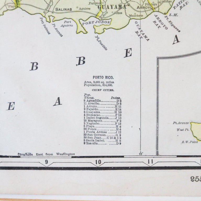 Carte Ancienne Encadrée De Porto Rico – Isola Di Giovanni / Borichen, Circa 1590