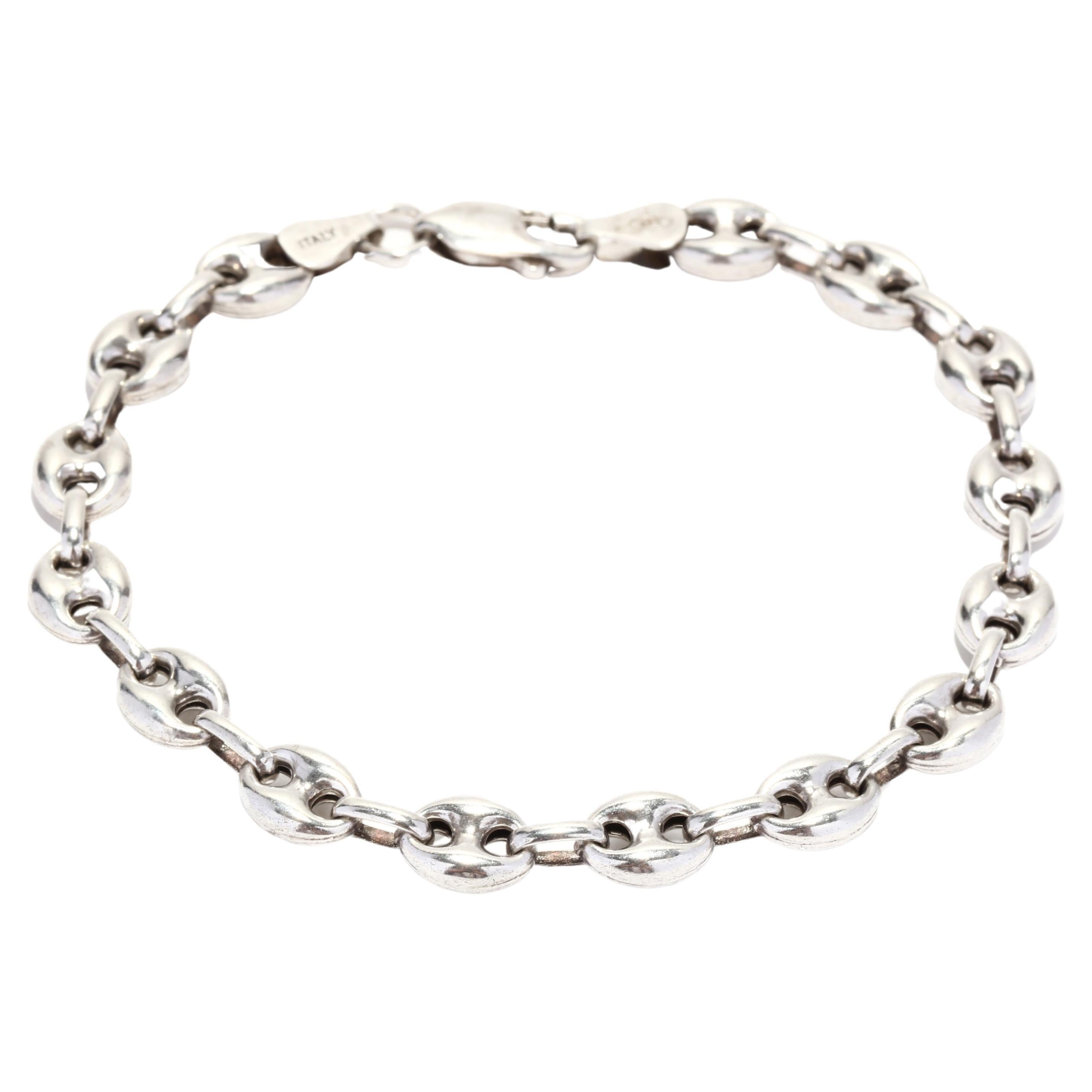 Puff Anchor Chain Link Bracelet, Sterling Silver, Simple