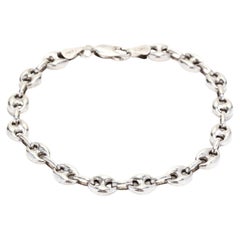 Vintage Puff Anchor Chain Link Bracelet, Sterling Silver, Simple