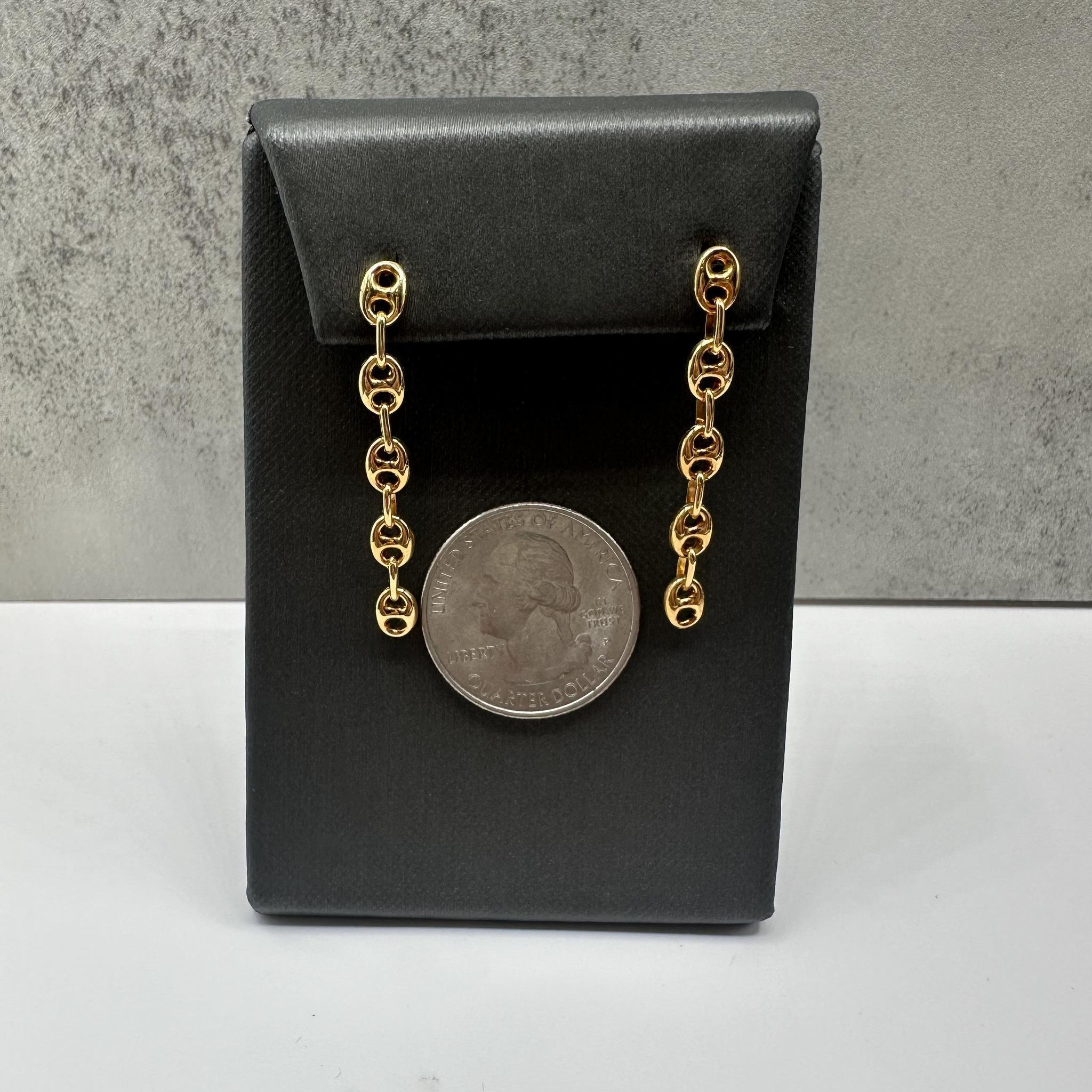 De las mujeres Pendientes Puff Link de oro amarillo de 14 quilates - Gota de 1 5/8