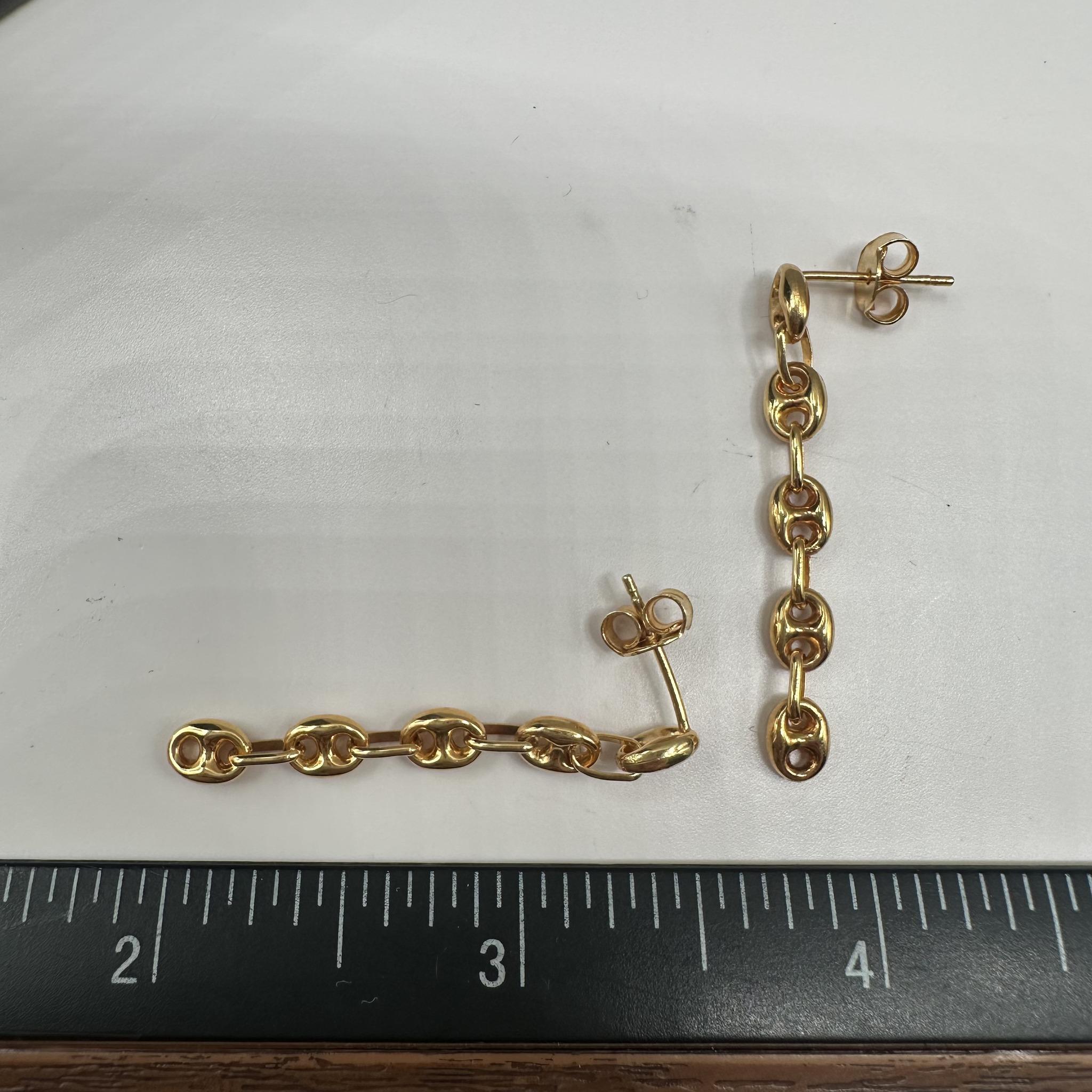 Pendientes Puff Link de oro amarillo de 14 quilates - Gota de 1 5/8