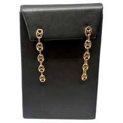 Pendientes Puff Link de oro amarillo de 14 quilates - Gota de 1 5/8", 2,4 g, cierre de presión, Nuevos