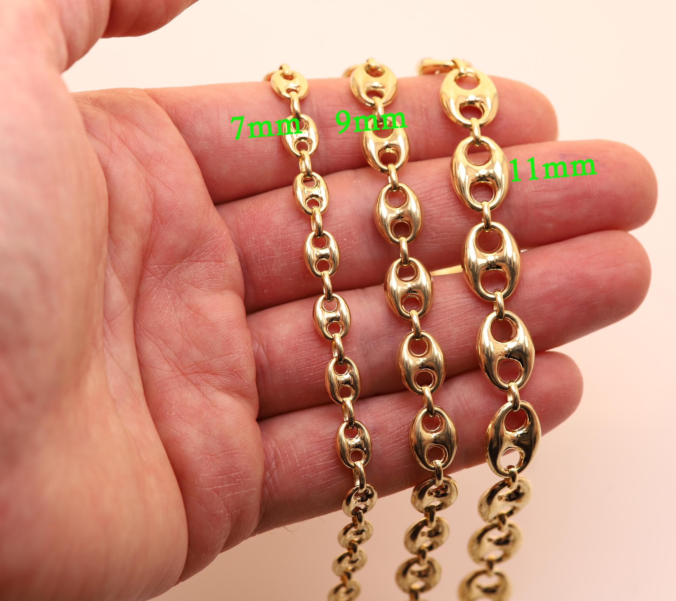 Puffed Anchor Italian Gold Necklace Chain Mariner Link Chain Solid 14 Karat Gold 6