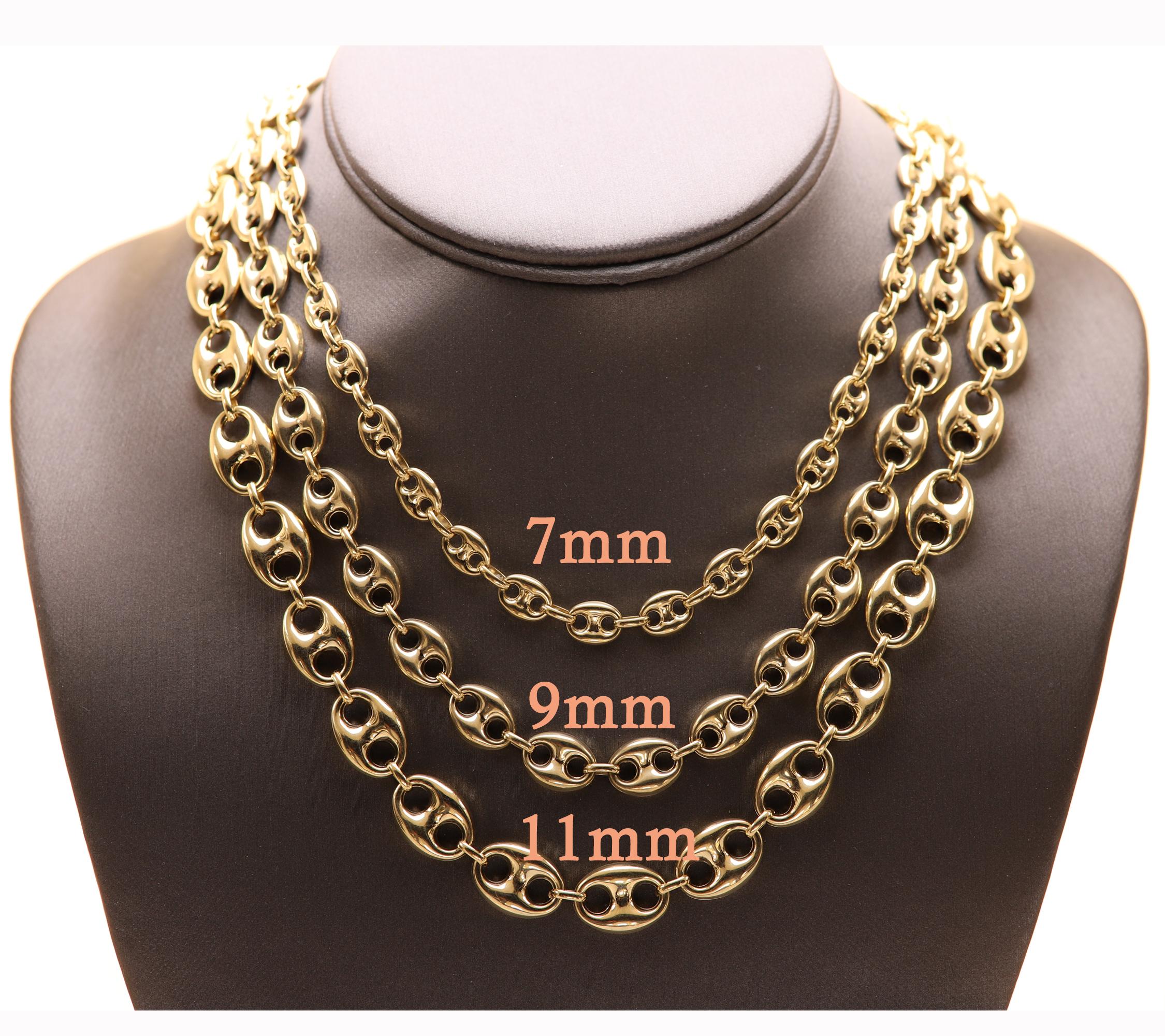 Puffed Anchor Italian Gold Necklace Chain Mariner Link Chain Solid 14 Karat Gold 8