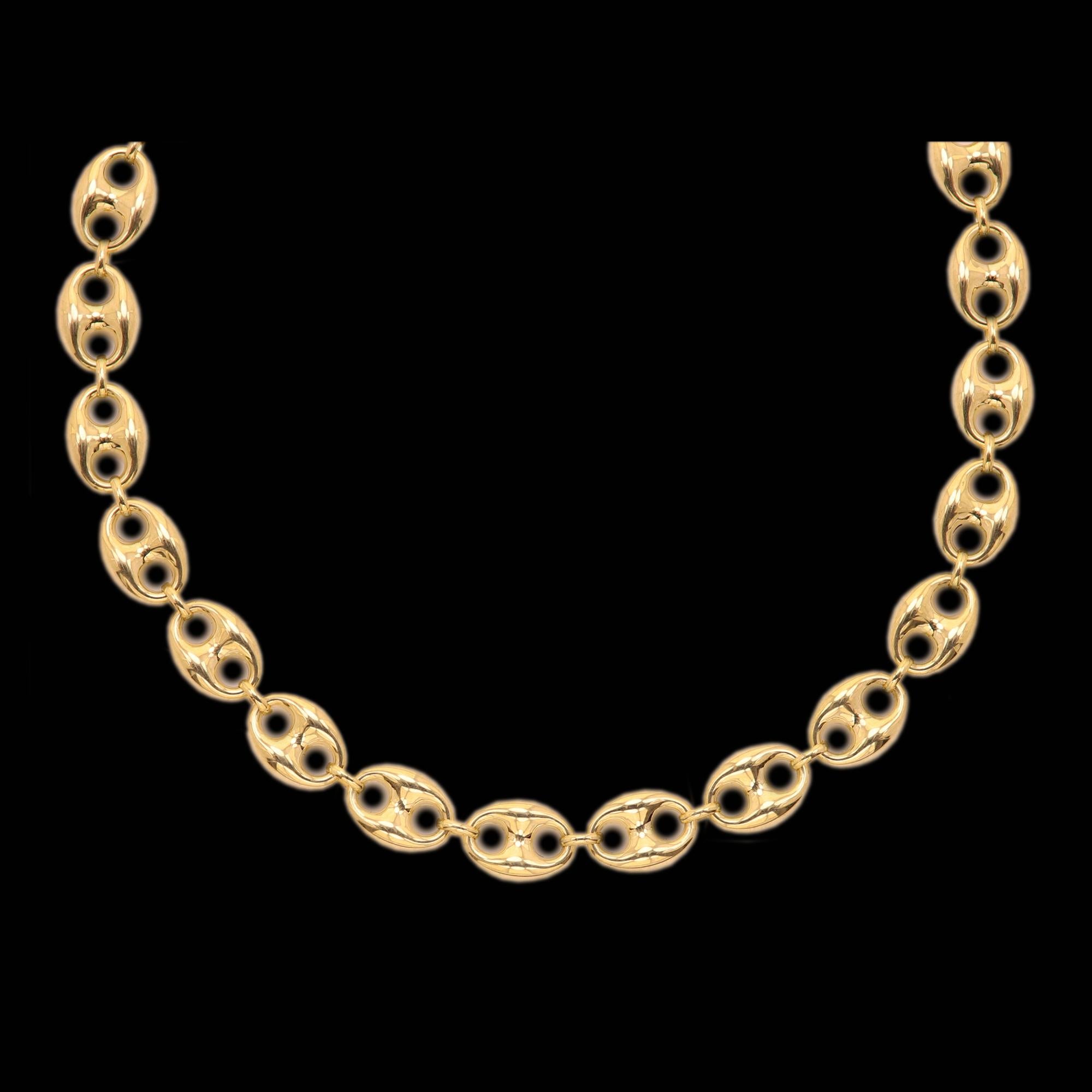 Puffed Anchor Italian Gold Necklace Chain Mariner Link Chain Solid 14 Karat Gold 1