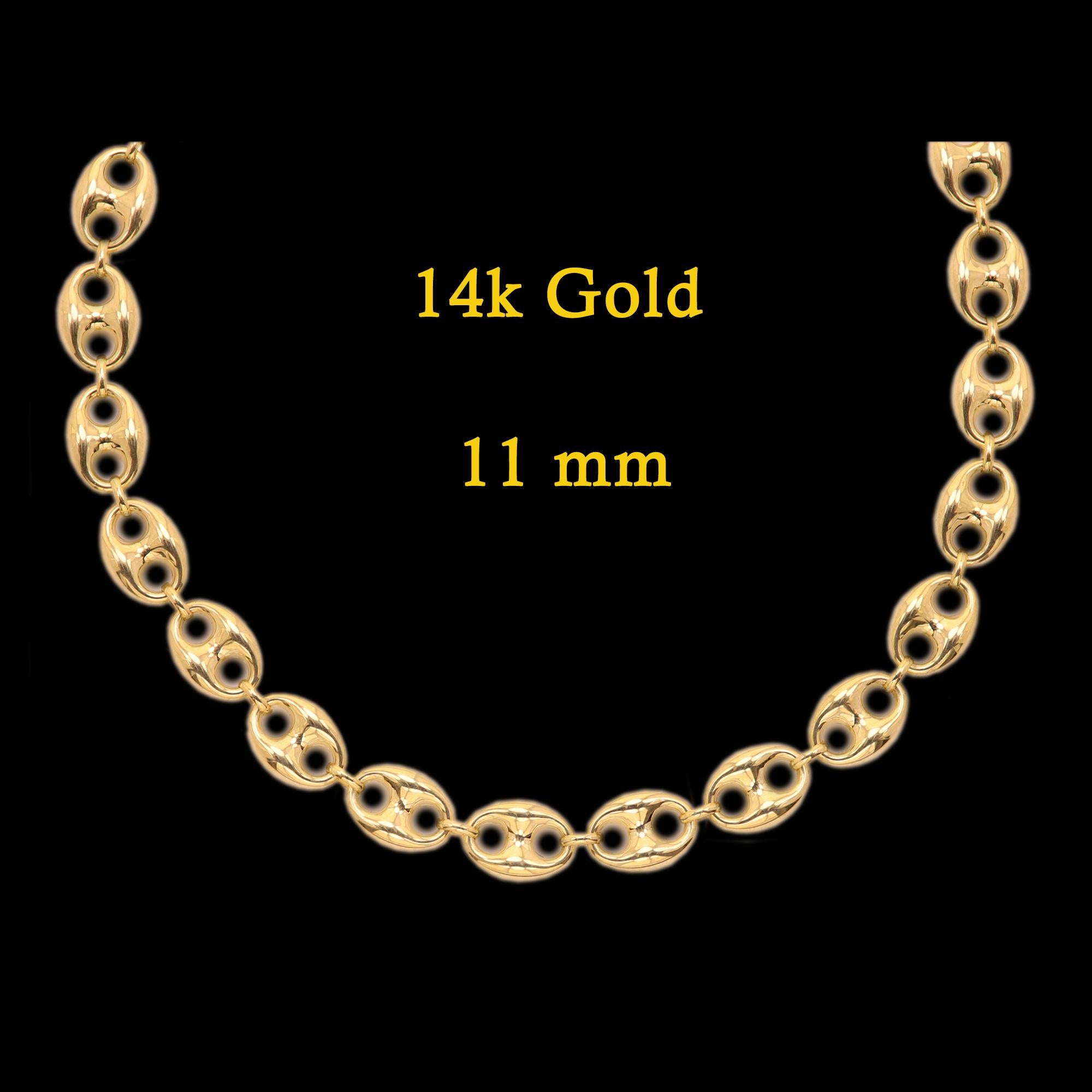 Puffed Anchor Italian Gold Necklace Chain Mariner Link Chain Solid 14 Karat Gold 2