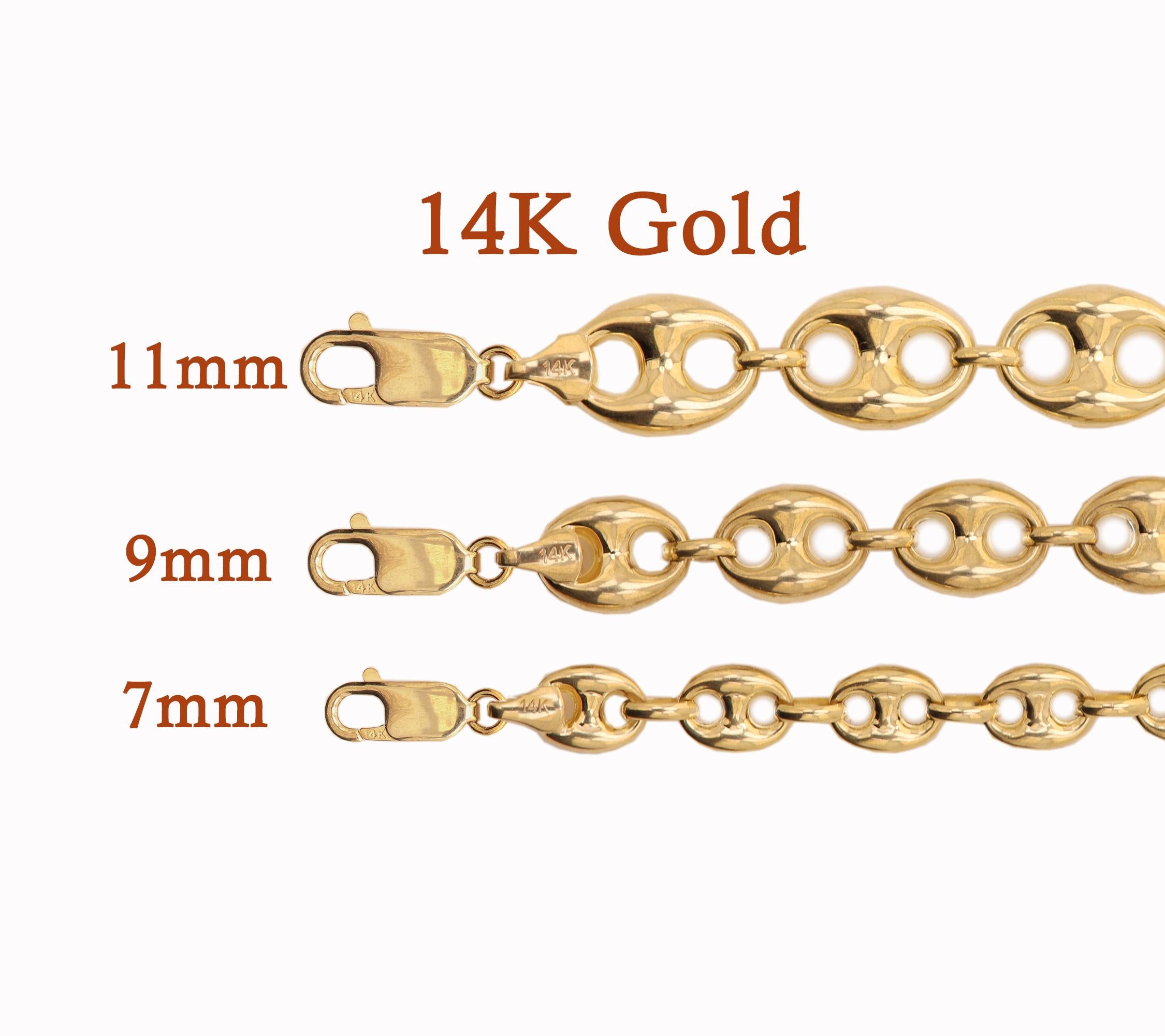 Puffed Anchor Italian Gold Necklace Chain Mariner Link Chain Solid 14 Karat Gold 5