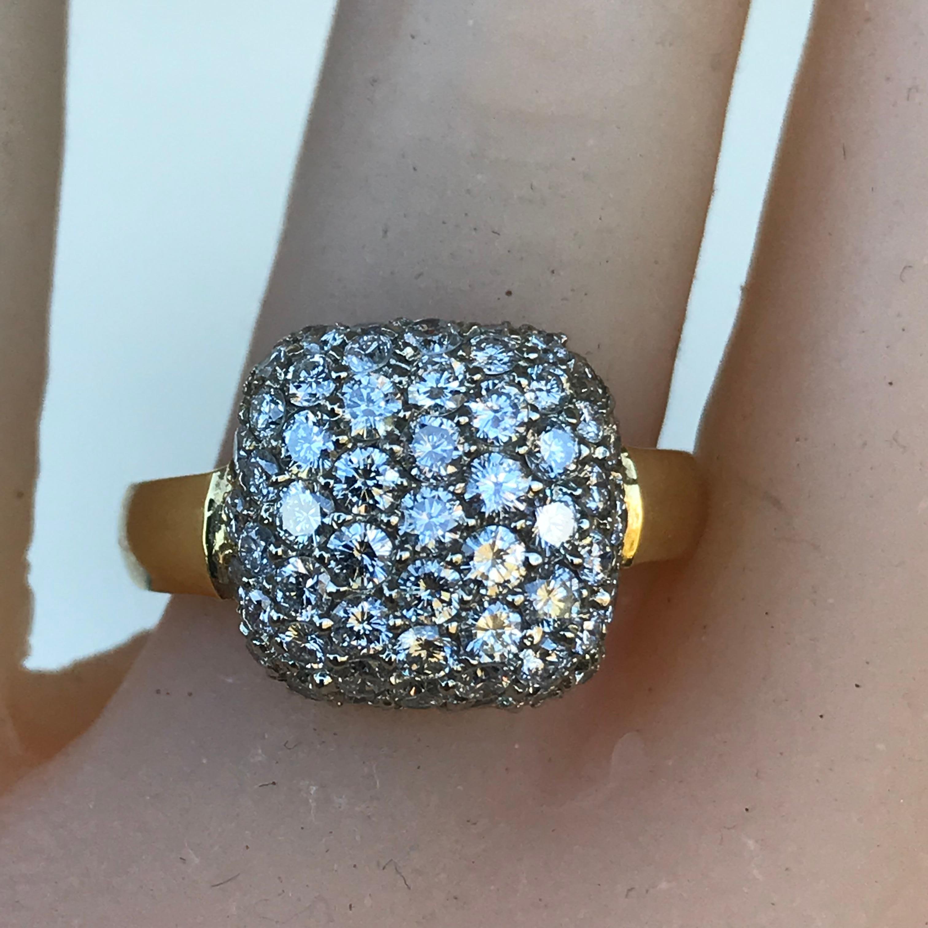 Puffed Diamond Paved Ring, 1,82 Karat, 18 Karat, 1990er, Ben Dannie Design (Moderne) im Angebot