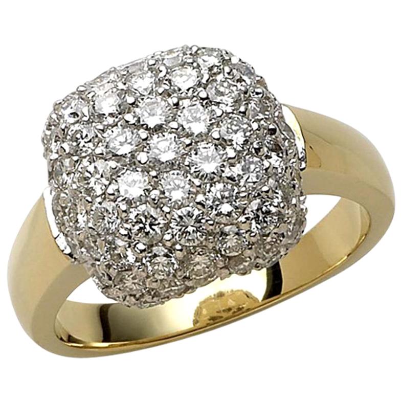 Puffed Diamond Paved Ring, 1,82 Karat, 18 Karat, 1990er, Ben Dannie Design