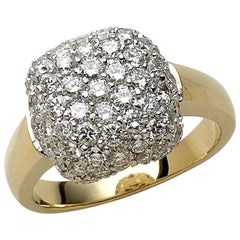 Puffed Diamond Paved Ring, 1,82 Karat, 18 Karat, 1990er, Ben Dannie Design