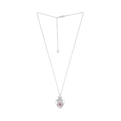 Puffed Heart Bottle Pendant Necklace in Sterling Silver with Pink Tourmaline