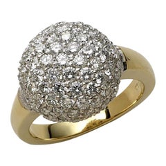 Puffed pave sphere: diamond 2.28 tcw , G-H, VS-SI, 18k Yellow and White Gold