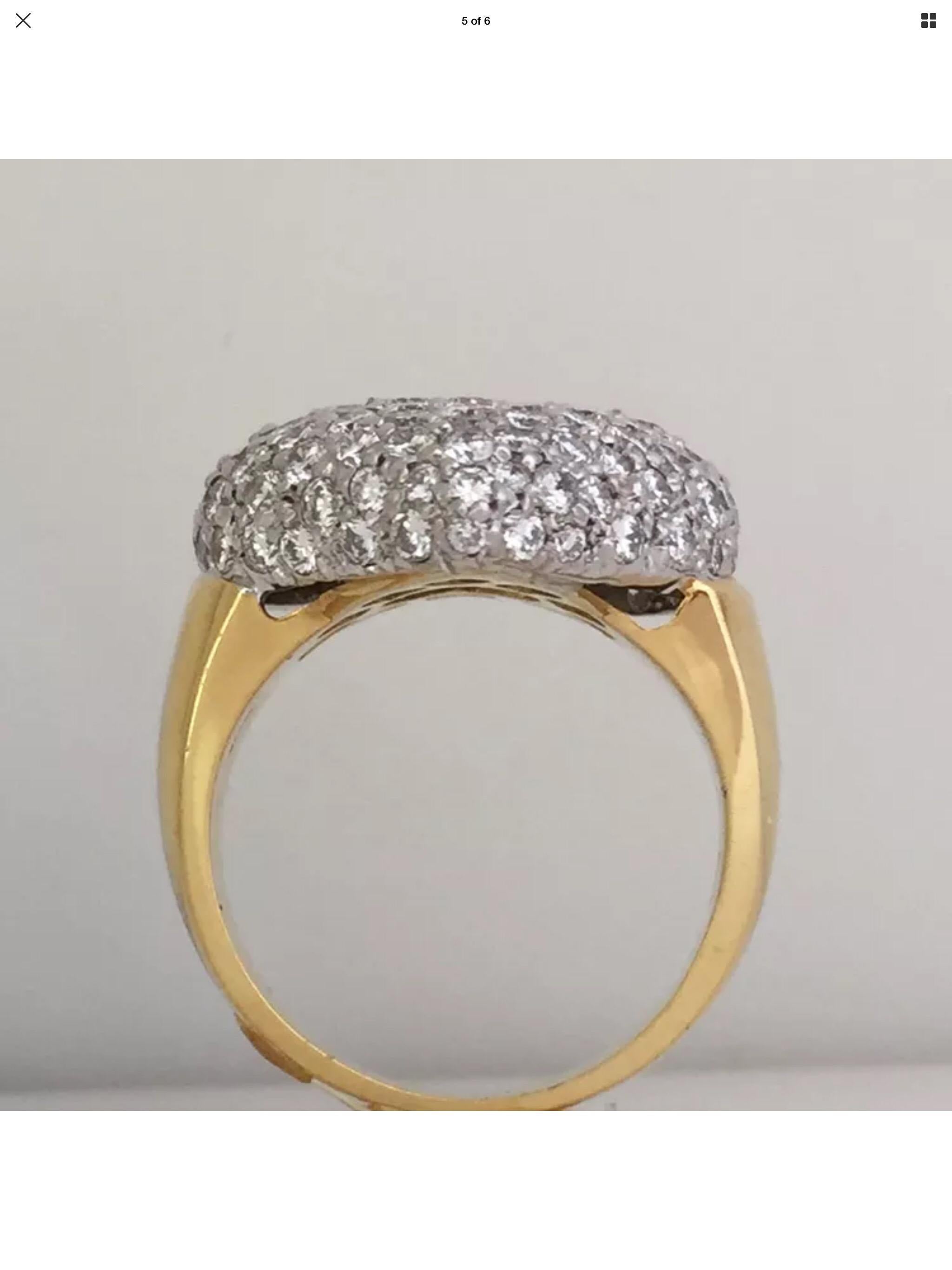 Puffed Paved Herzring, Diamant 3,17 Karat, G-H, VS-SI, 18 Karat YG und WG im Angebot 2