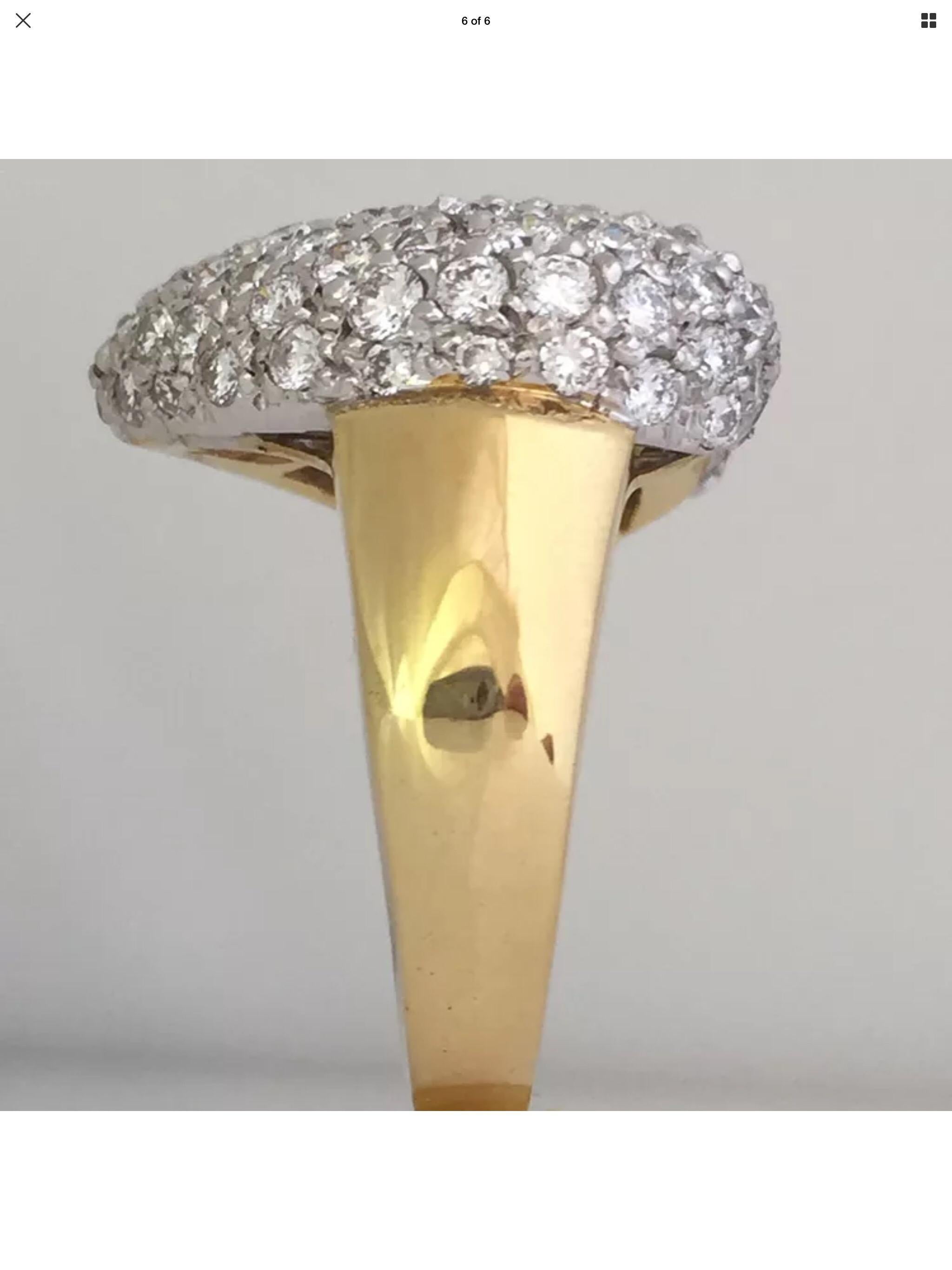 Puffed Paved Herzring, Diamant 3,17 Karat, G-H, VS-SI, 18 Karat YG und WG im Angebot 3