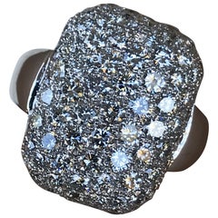 Puffed Paved Ring, Diamant 3,17 Karat, G-H, VS-SI, 18 Karat WG
