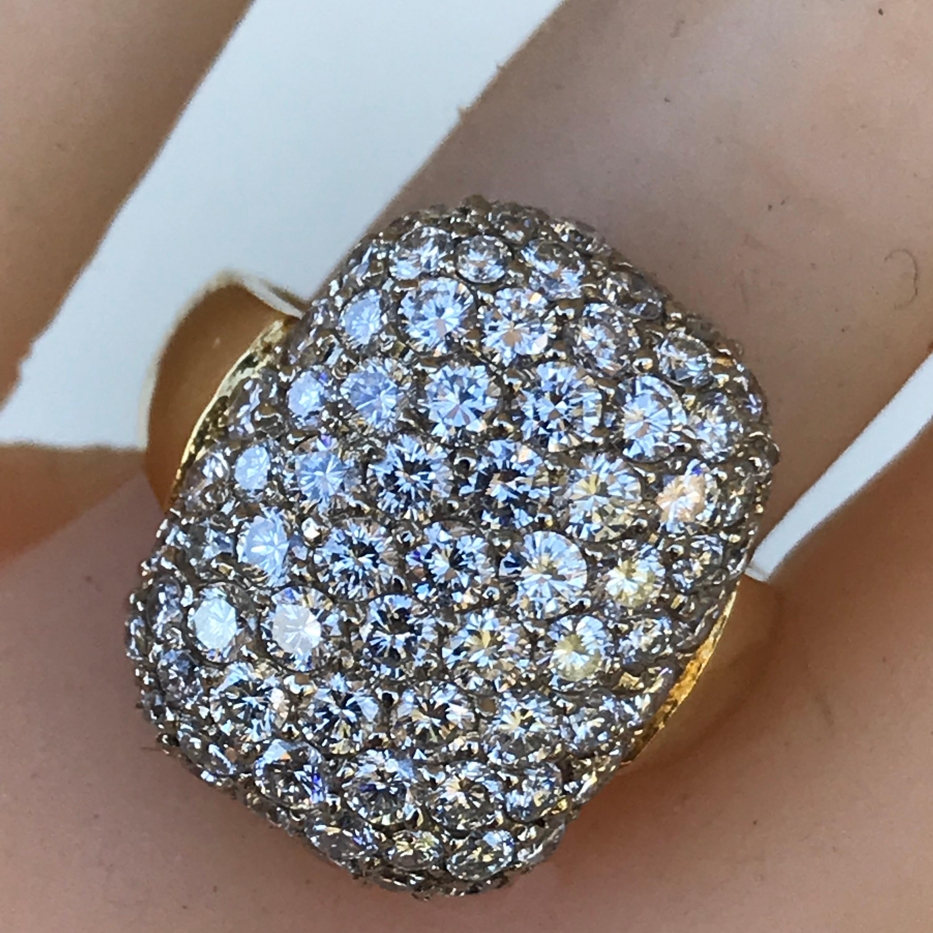 Puffed Paved Ring, Diamant 3,17 Karat, G-H, VS-SI, 18 Karat YG und WG Damen im Angebot