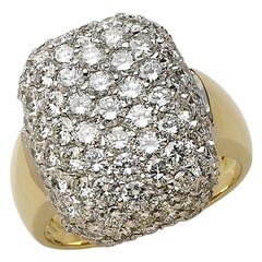 Puffed Paved Ring, Diamant 3,17 Karat, G-H, VS-SI, 18 Karat YG und WG