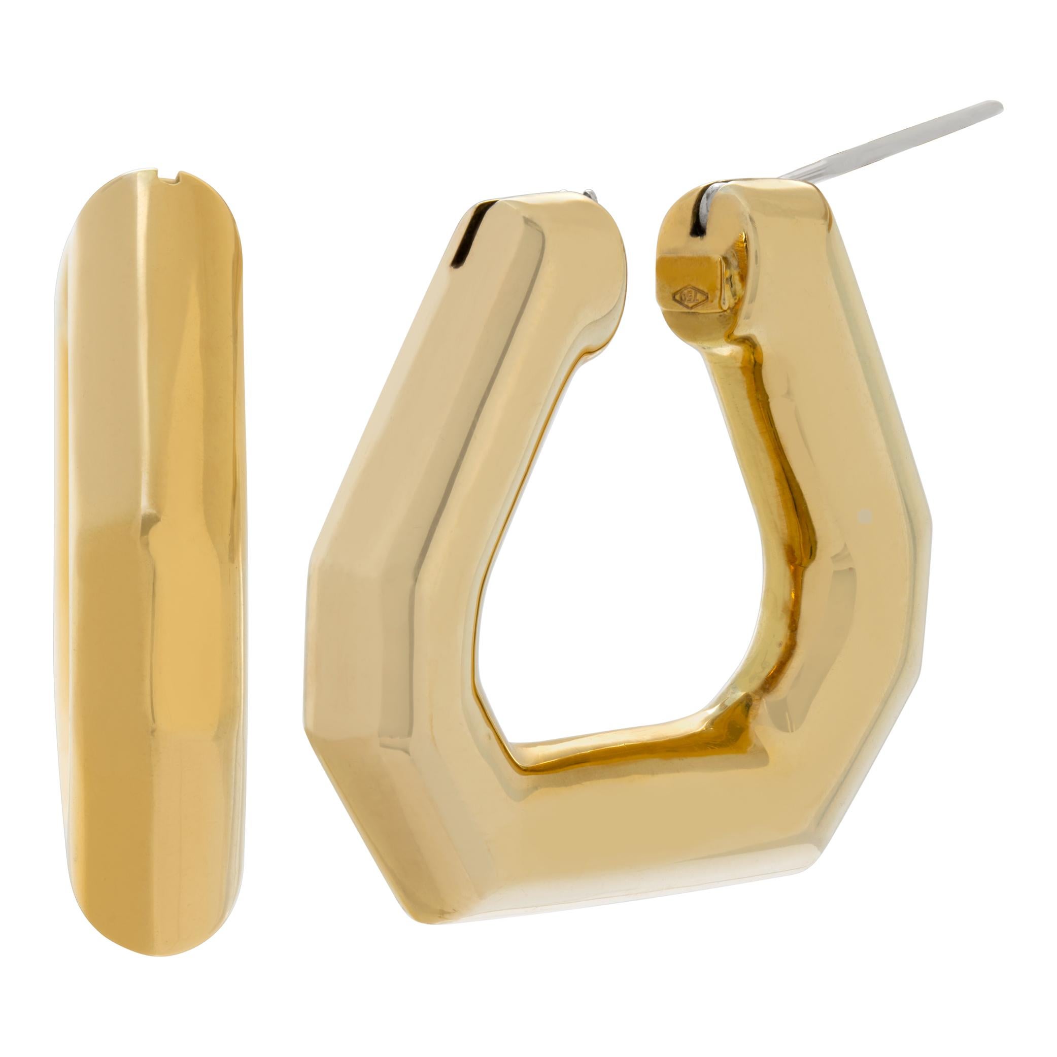Donna Orecchini a cerchio a triangolo gonfiato in oro giallo 18k in vendita