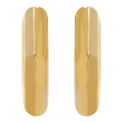 Puffed triangle 18k yellow gold hoop earrings