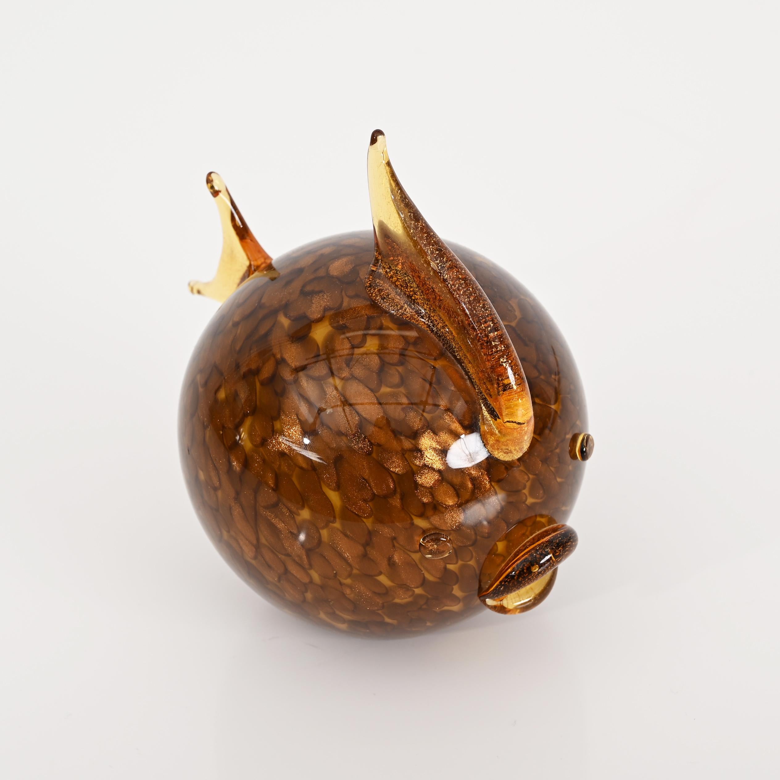 Puffer Fish Sculpture in Murano Glass with Golden Fishscales, Italy, 1980s 12