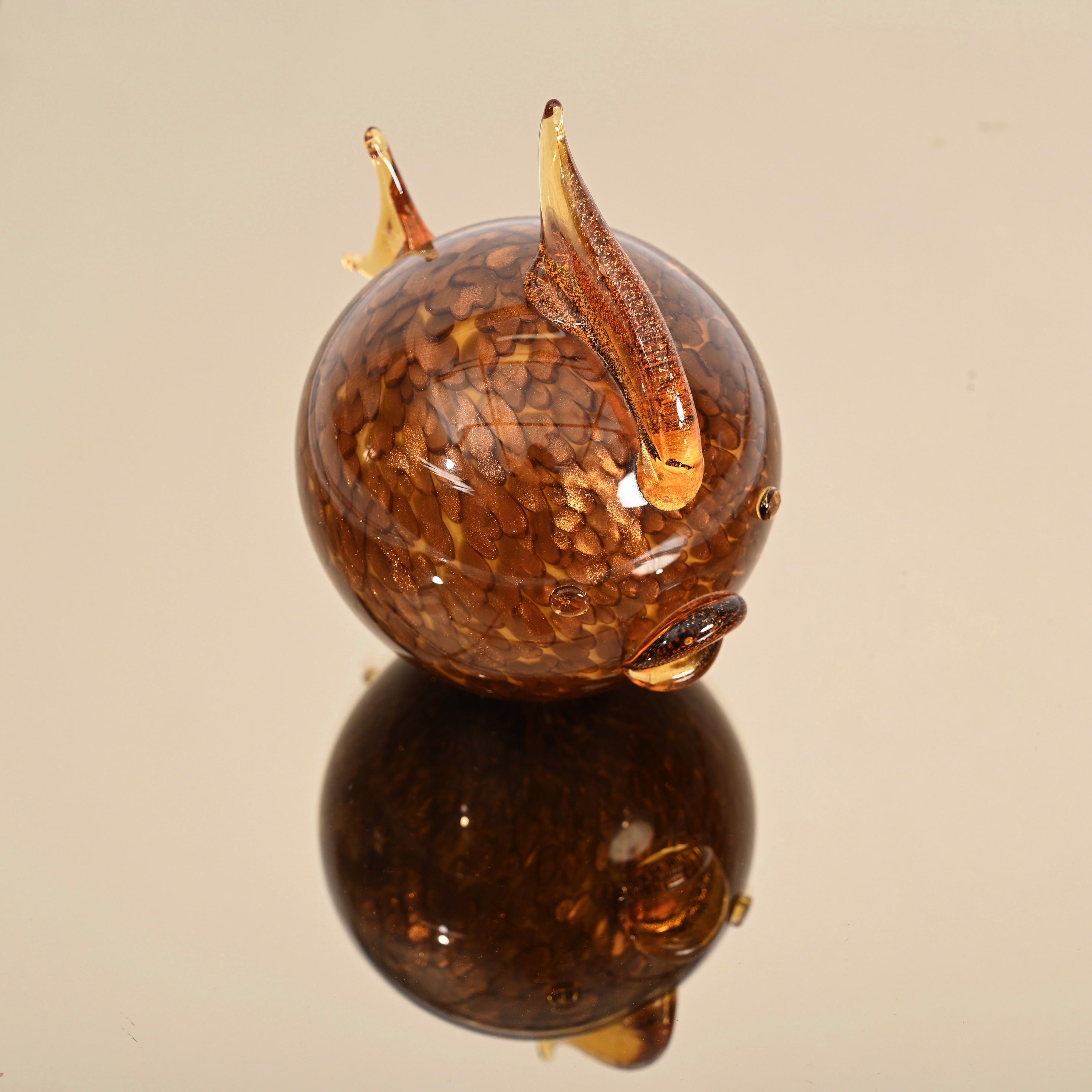 Puffer Fish Sculpture in Murano Glass with Golden Fishscales, Italy, 1980s 13