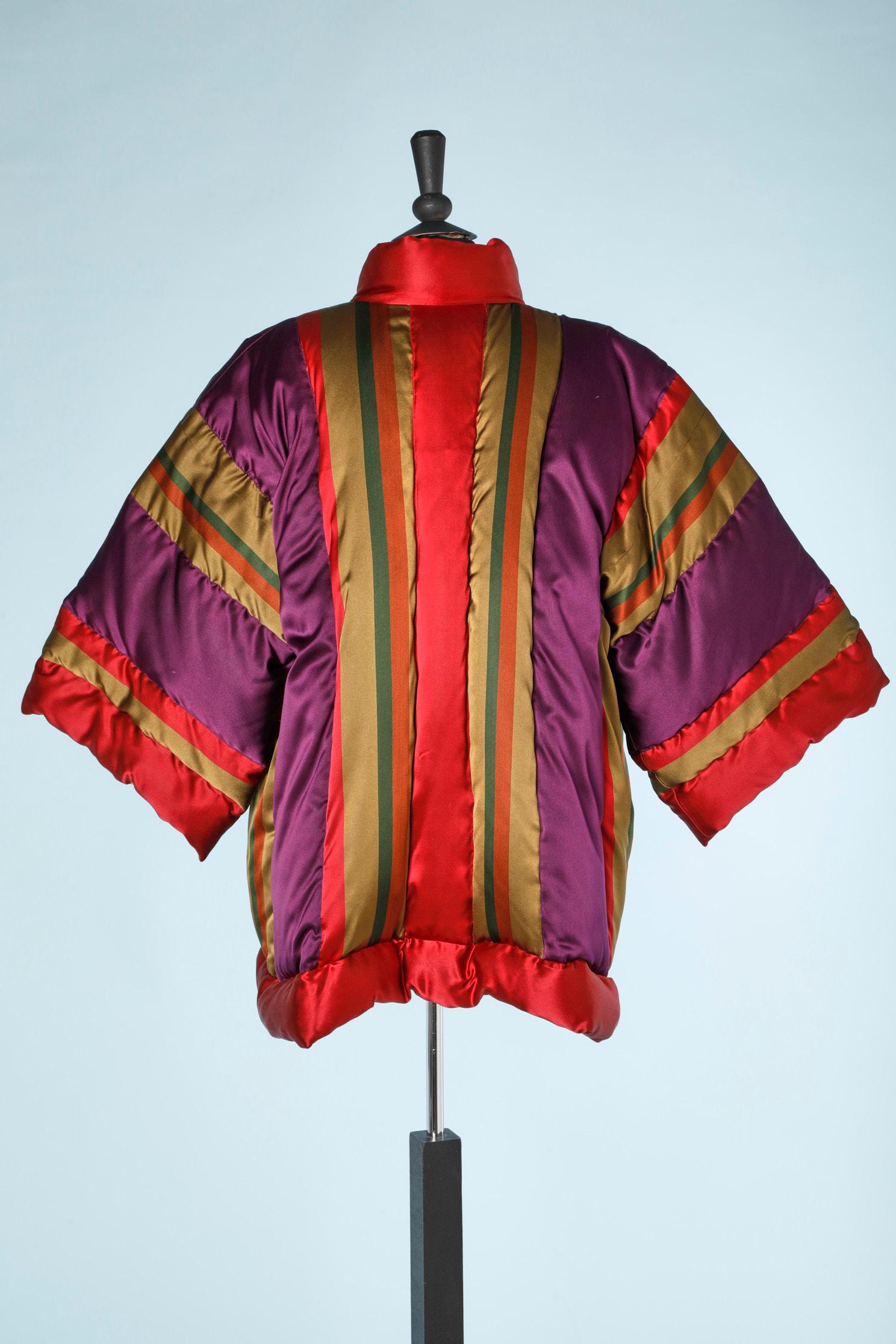 Puffer jacket in multicolor satin Oscar de la Renta  In Good Condition In Saint-Ouen-Sur-Seine, FR