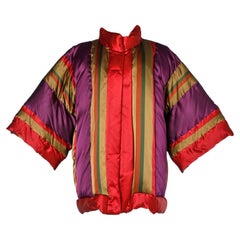 Puffer jacket in multicolor satin Oscar de la Renta 