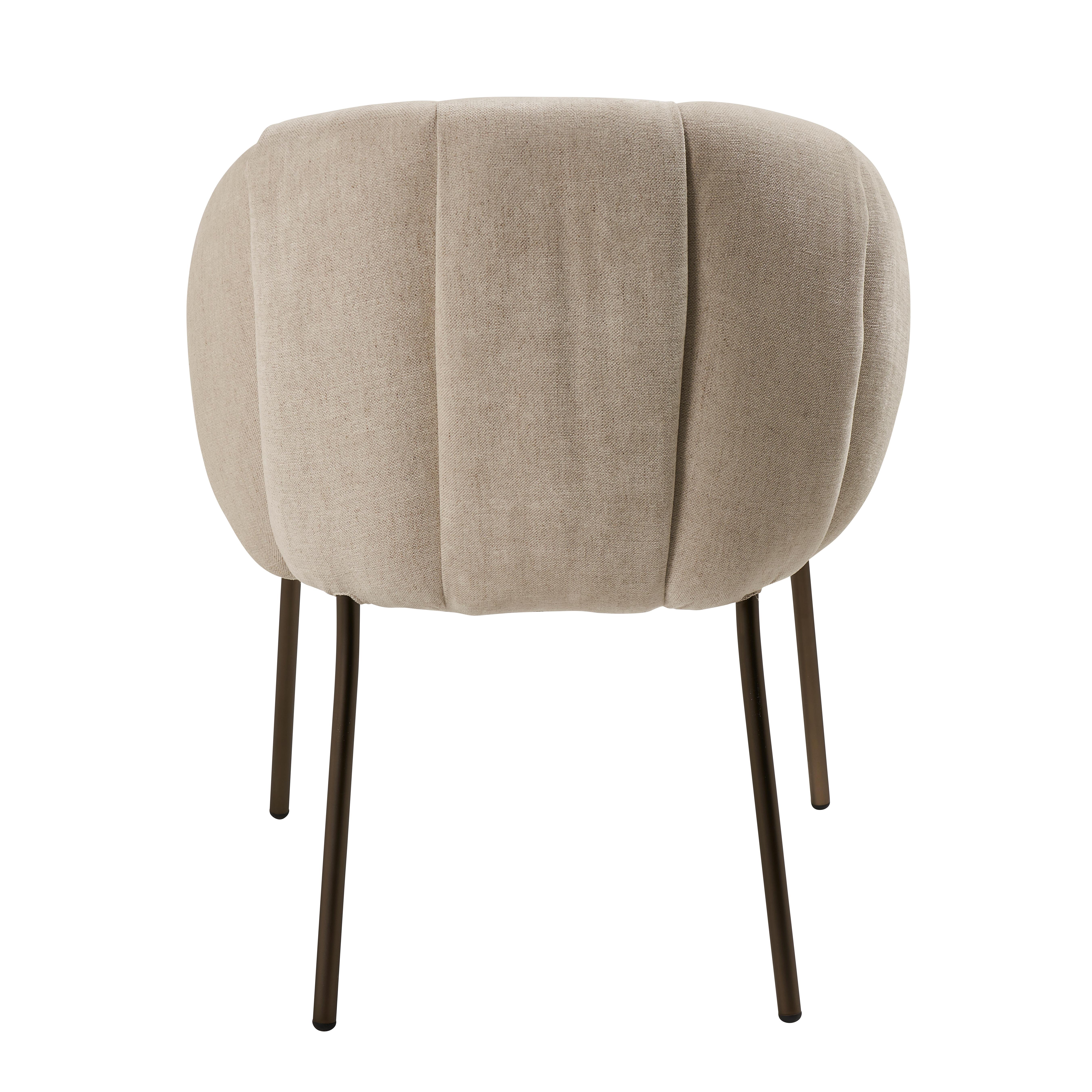 Modern Puffin Dining Chair in Franco Linen Chenille Schumacher Performance Fabric For Sale