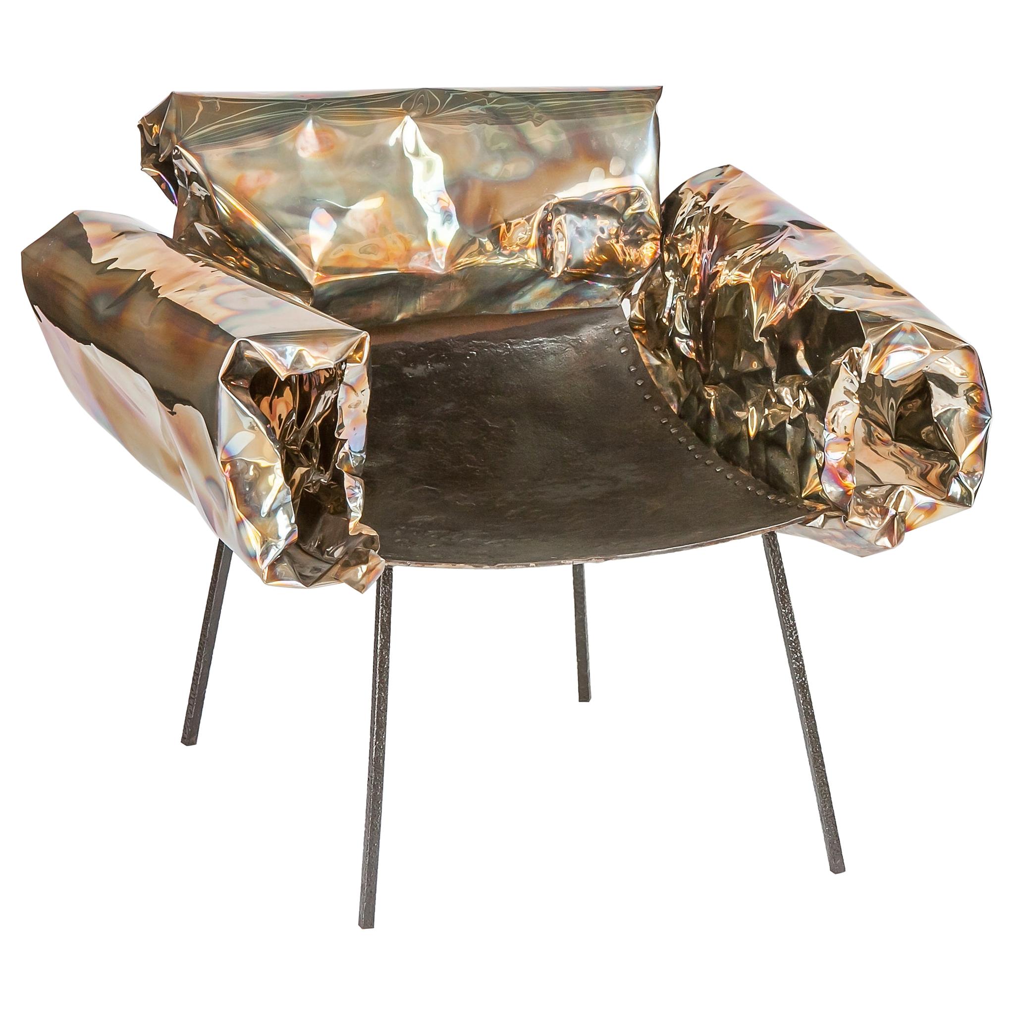 Handmade Stainless Steel Sculptural Armchair by Anadora Lupo For Sale