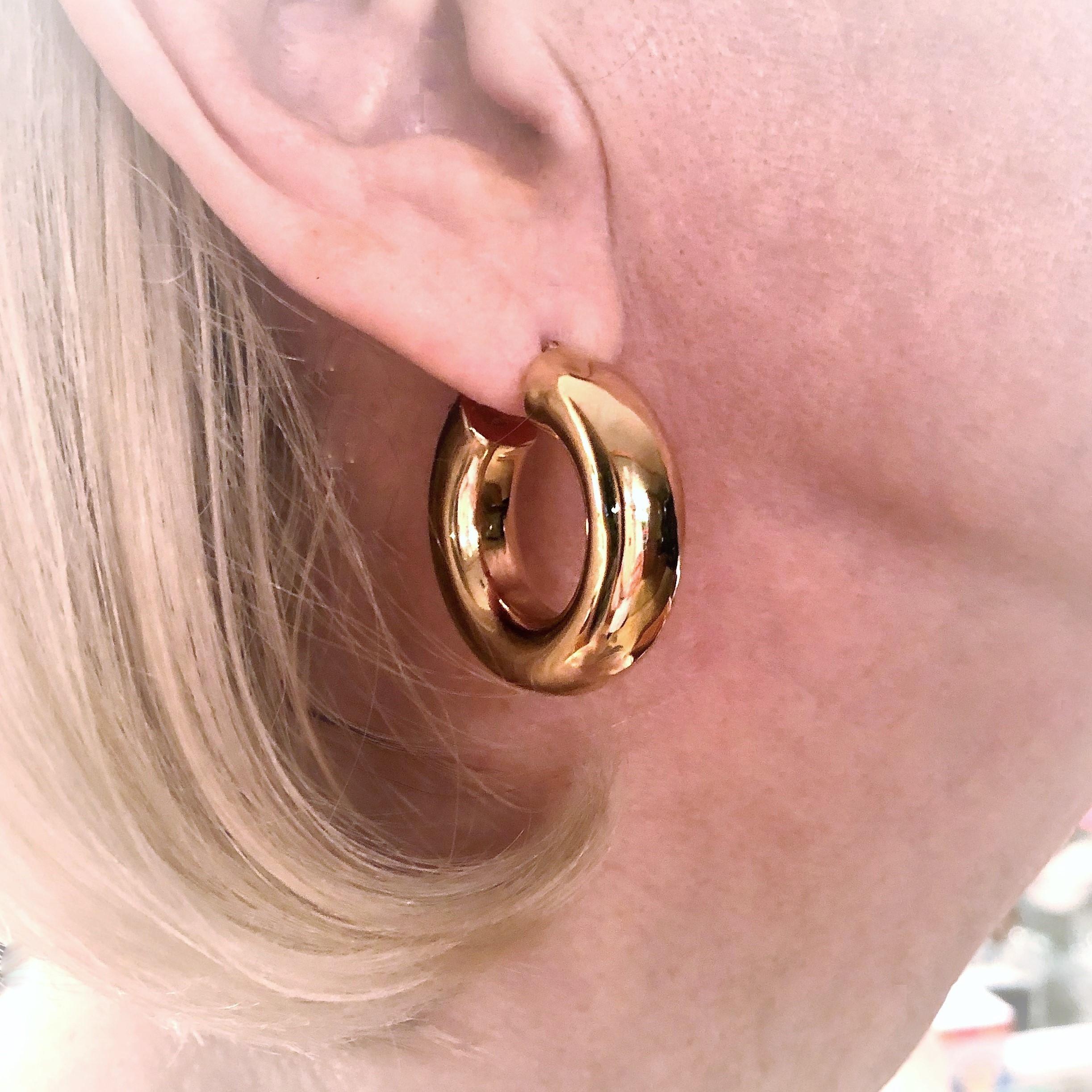 Wide Gold Hoop Earrings  1   1/4 Inch Diameter by 5/16 Inch Thick 4