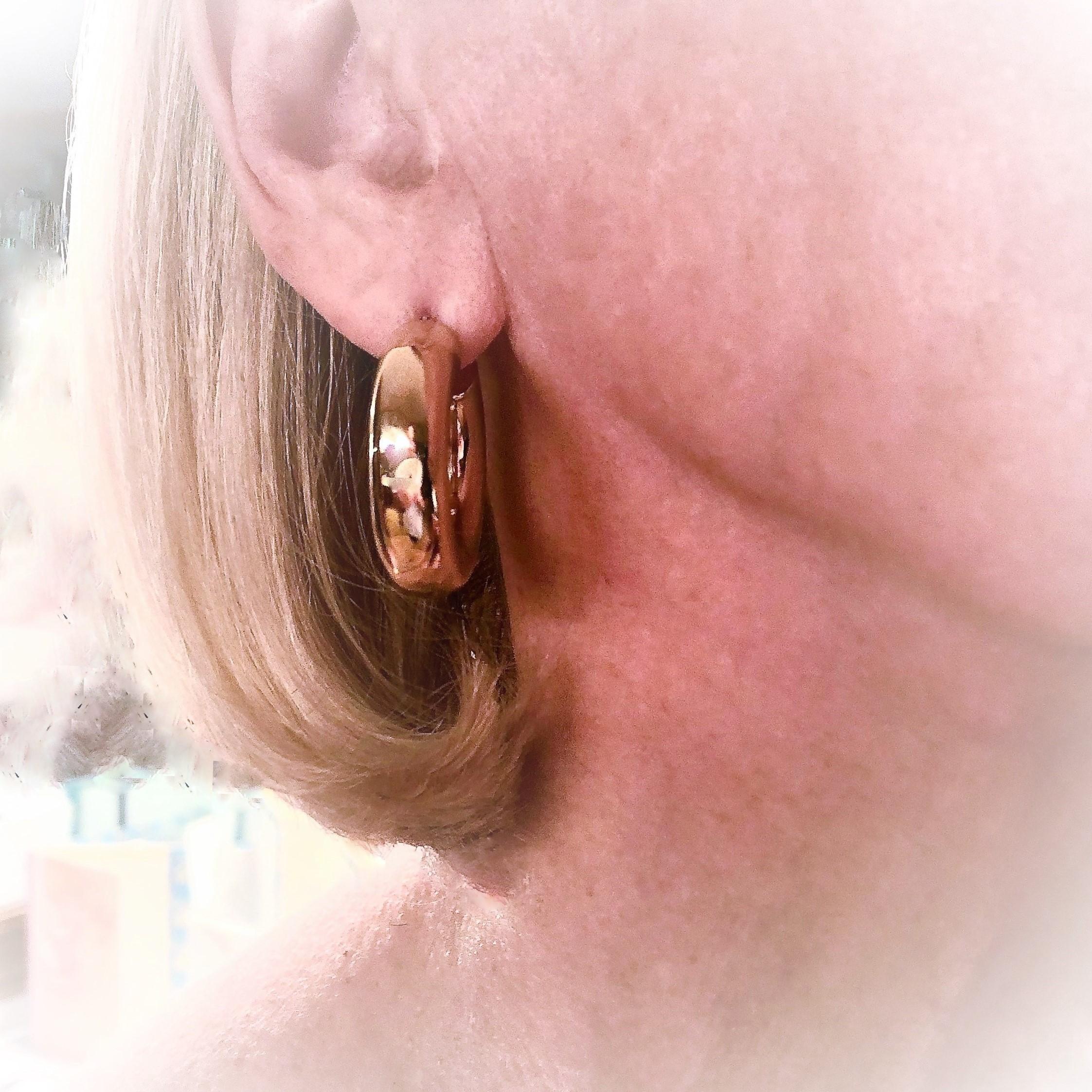 Wide Gold Hoop Earrings  1   1/4 Inch Diameter by 5/16 Inch Thick 5