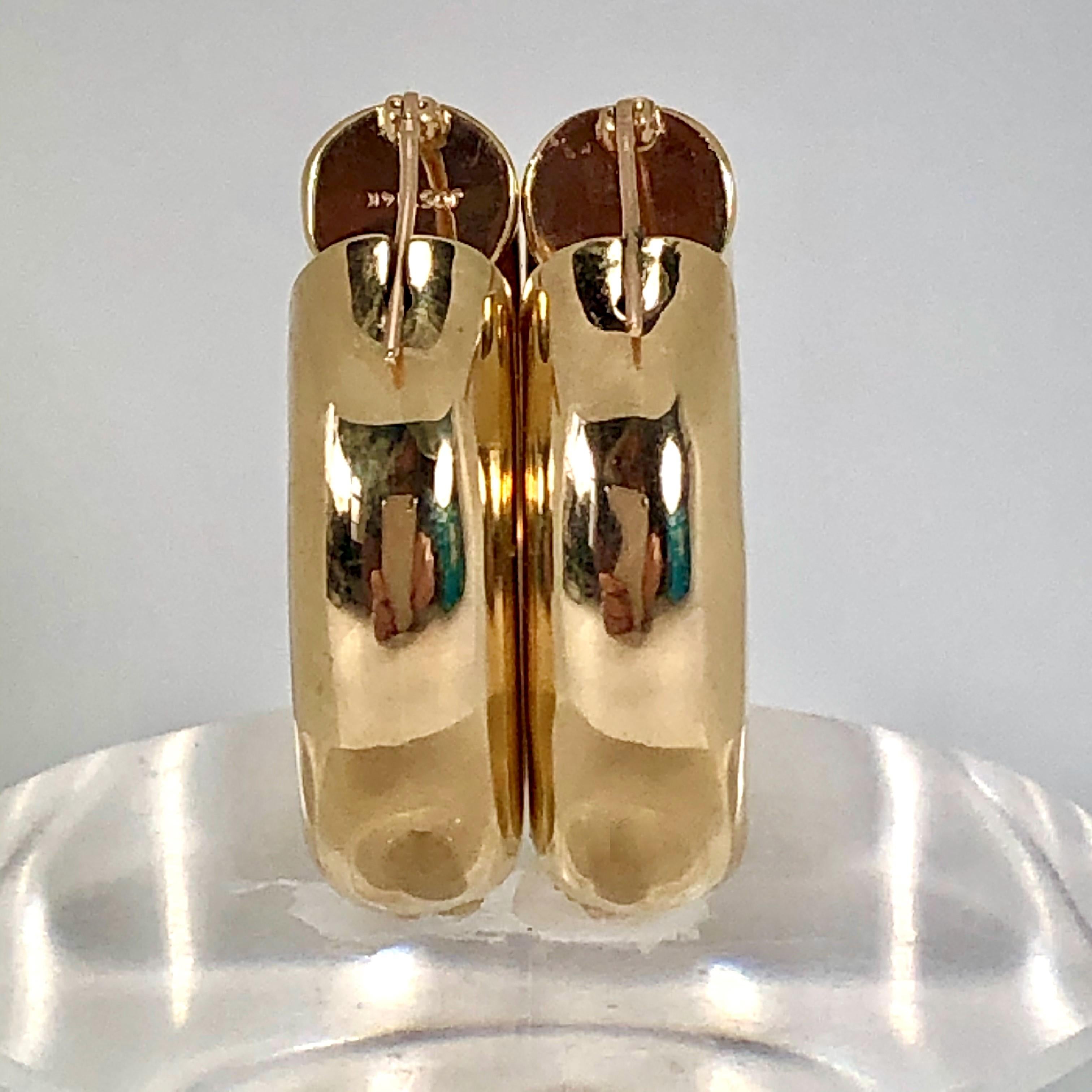 Wide Gold Hoop Earrings  1   1/4 Inch Diameter by 5/16 Inch Thick In Good Condition In Palm Beach, FL