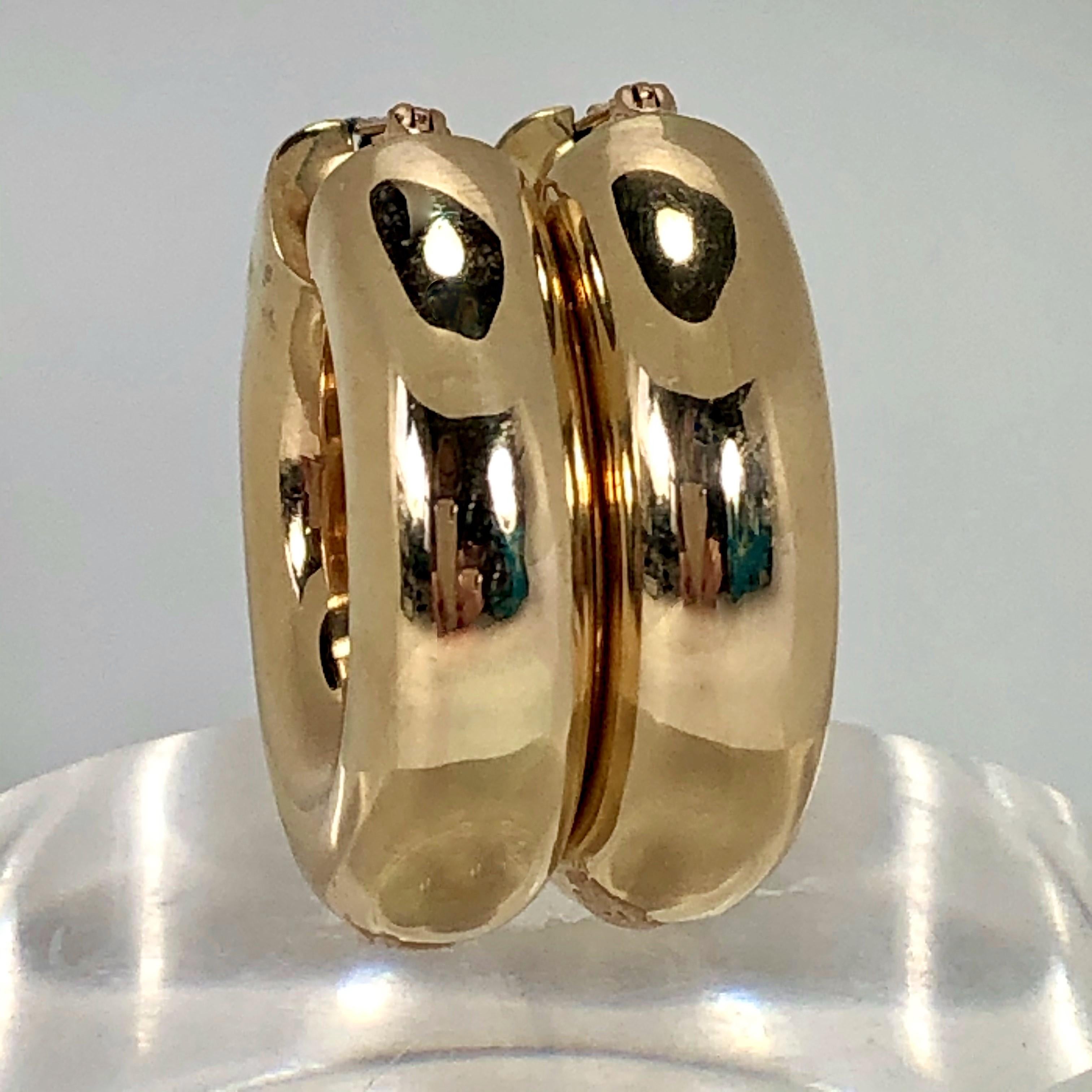 Women's Wide Gold Hoop Earrings  1   1/4 Inch Diameter by 5/16 Inch Thick