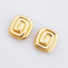 Puffy rechteckige Spiral-Ohrringe aus Gold von Givenchy, 1980er Jahre