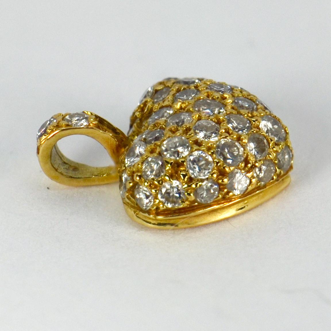 Women's Puffy Heart 18 Karat Gold Diamond Charm Pendant