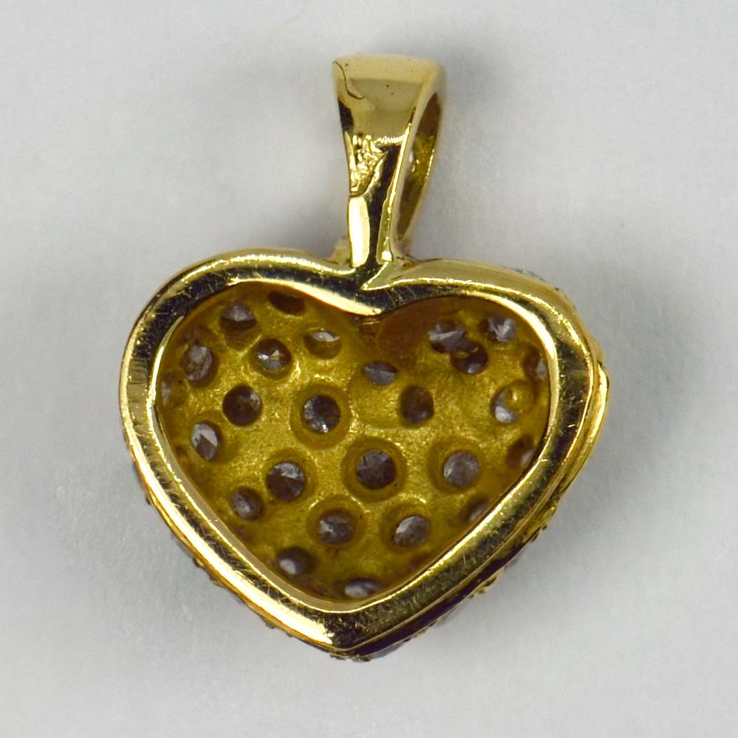Puffy Heart 18 Karat Gold Diamond Charm Pendant 2