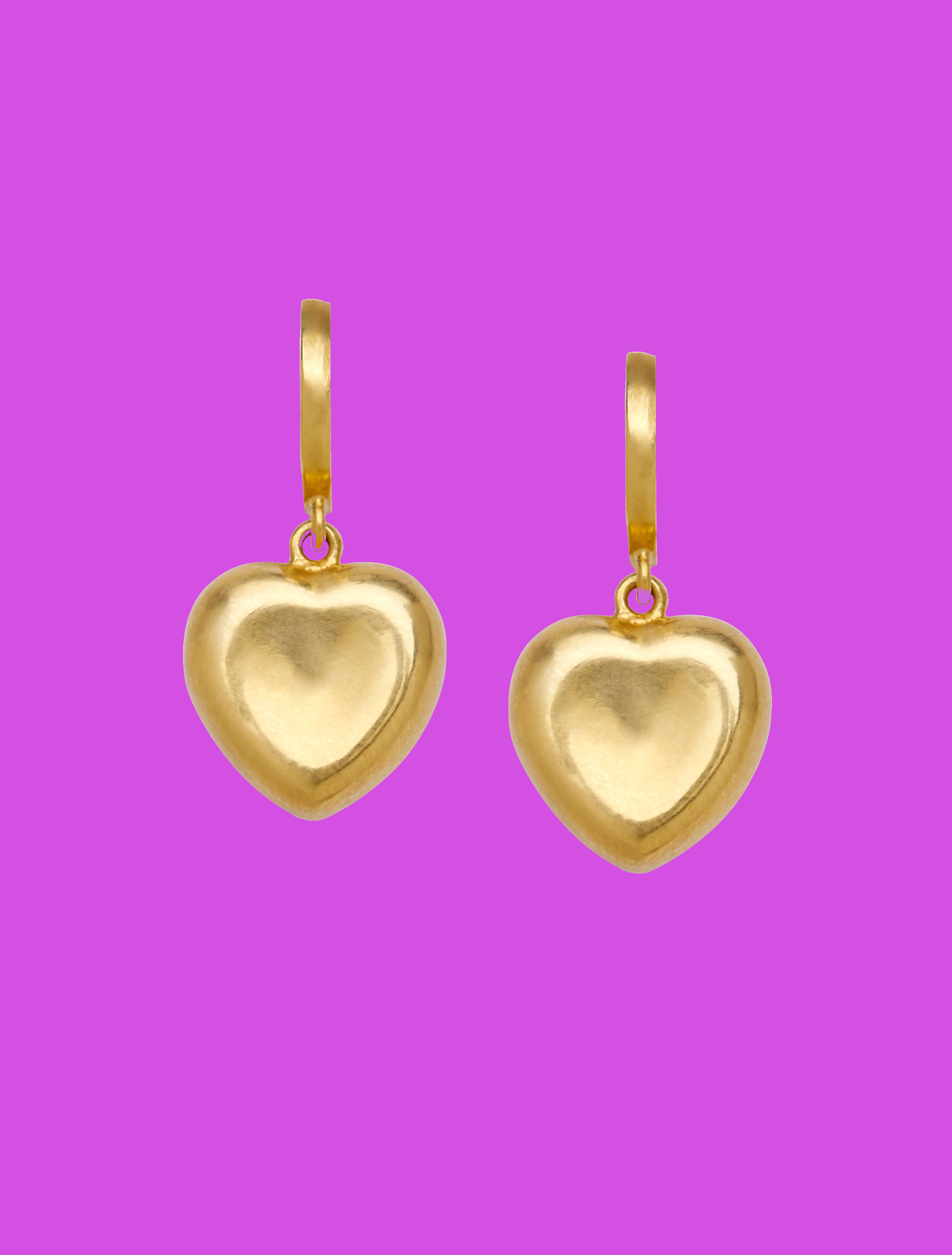Puffy Hearts Hoops 18 Karat Yellow Gold In New Condition For Sale In Athens, GR