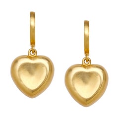 Puffy Hearts Hoops 18 Karat Yellow Gold