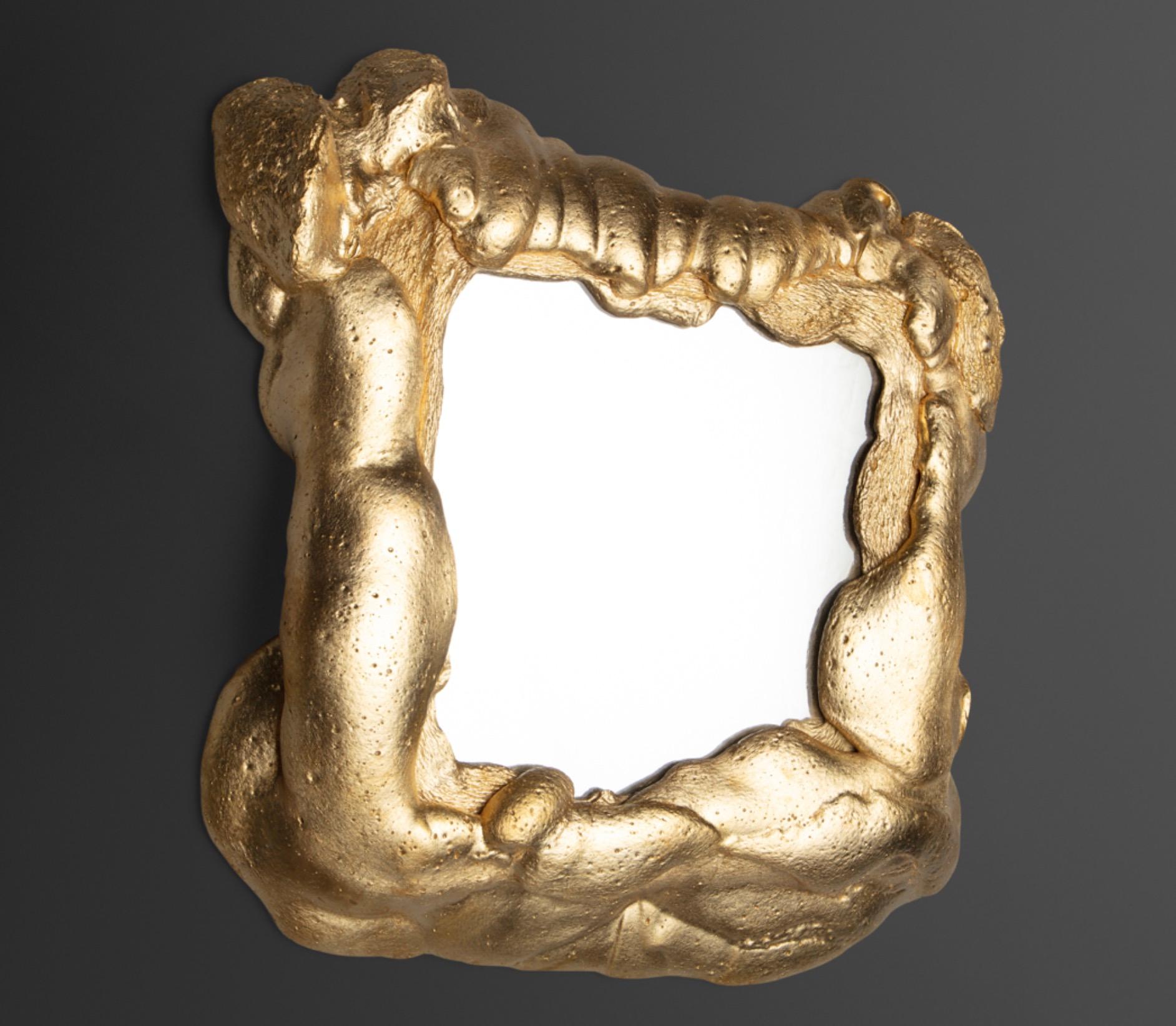 Yolande Milan Batteau (b. 1970)
USA, 2021
Brass gilded composite material with a mirror plate. 
Height: 25” Width: 26” Depth: 3.5”