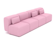 Divano modulare Puffy, 4 posti, rosa Vidar