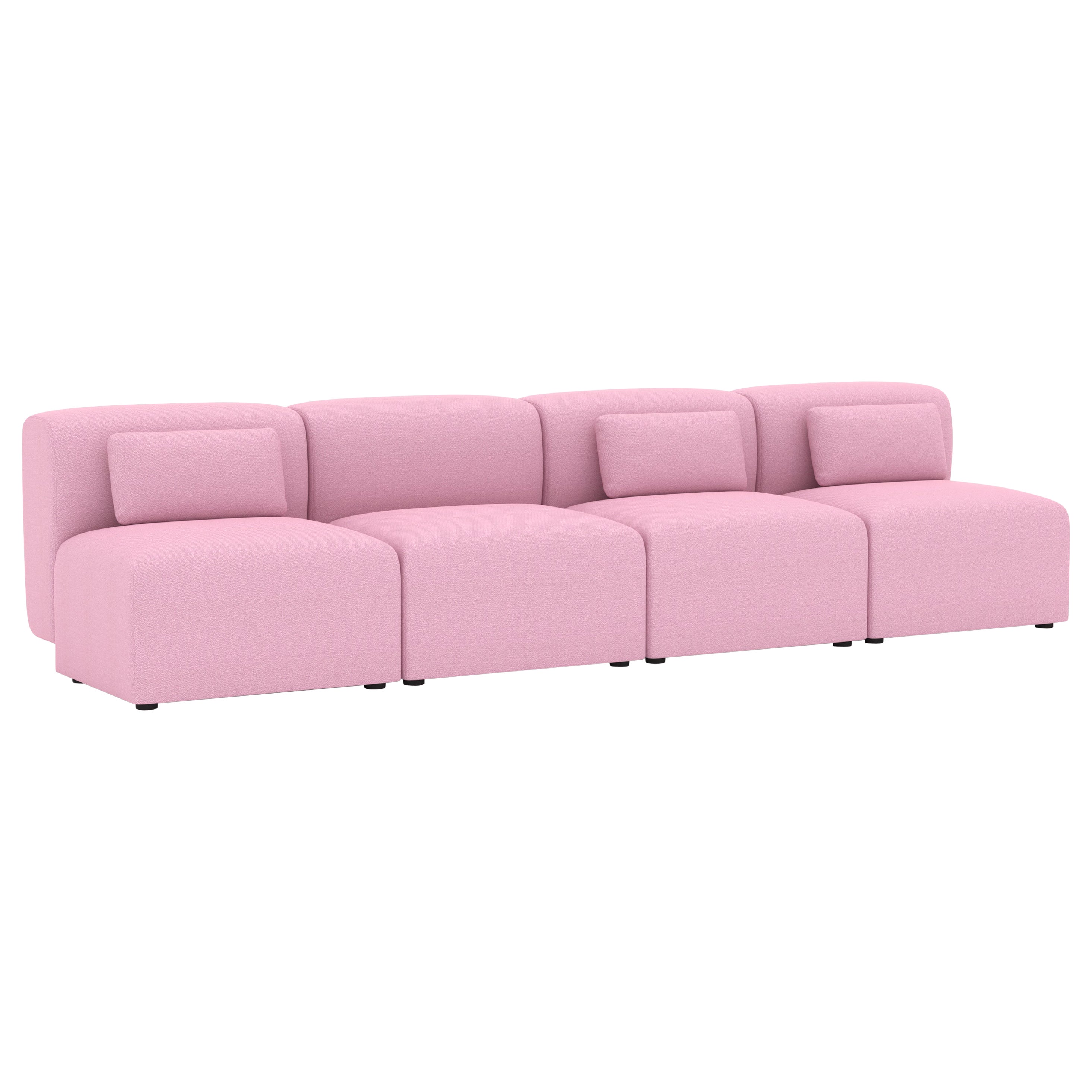 Divano modulare Puffy, 4 posti, rosa Vidar