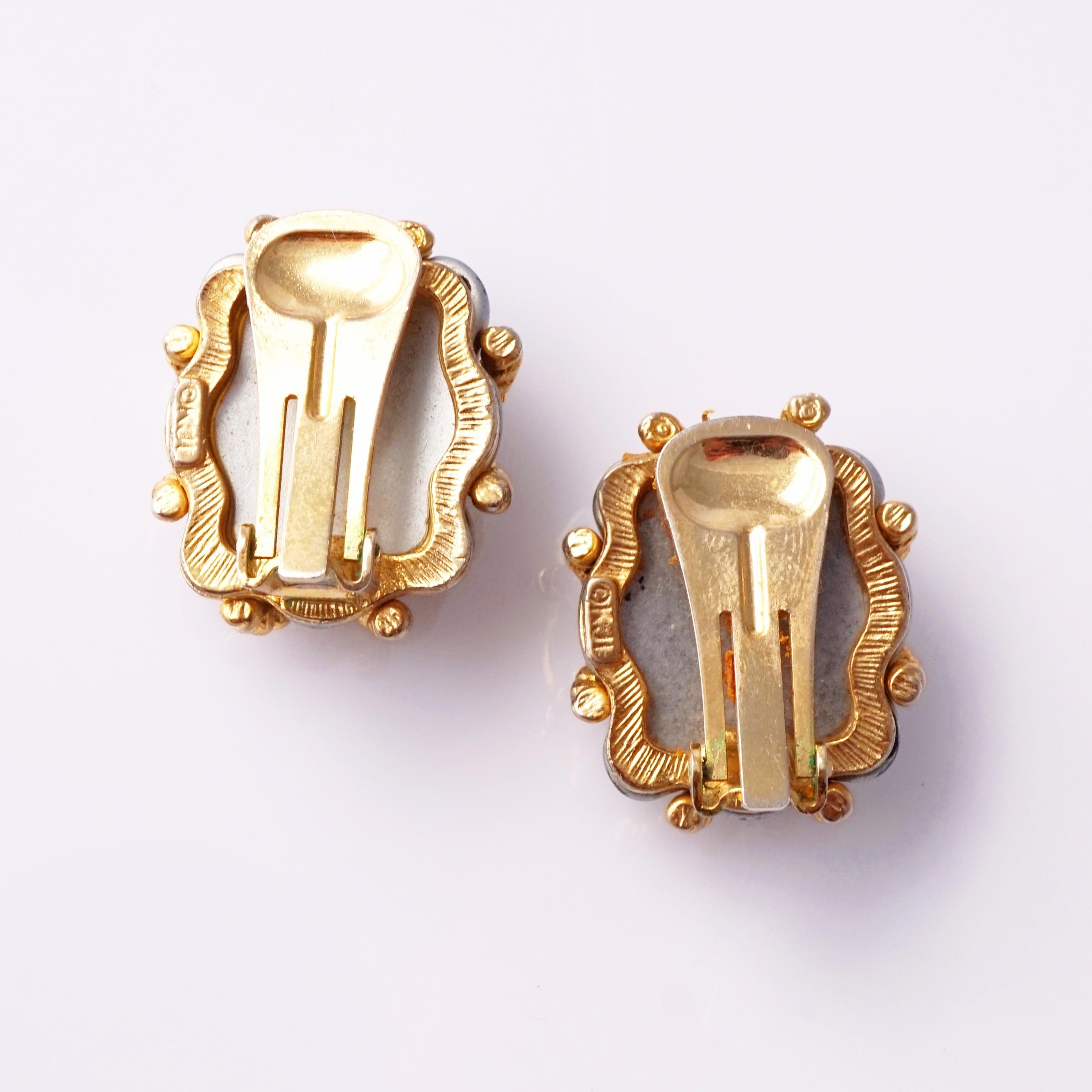 Puffy Quilted Two Tone Rectangular Earrings By Kenneth Jay Lane, 1980s For Sale 1