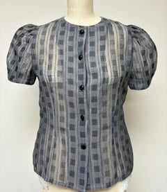 Barbara Tfank Swiss Vintage Women's Organza Blouse with Puffy Sleeves