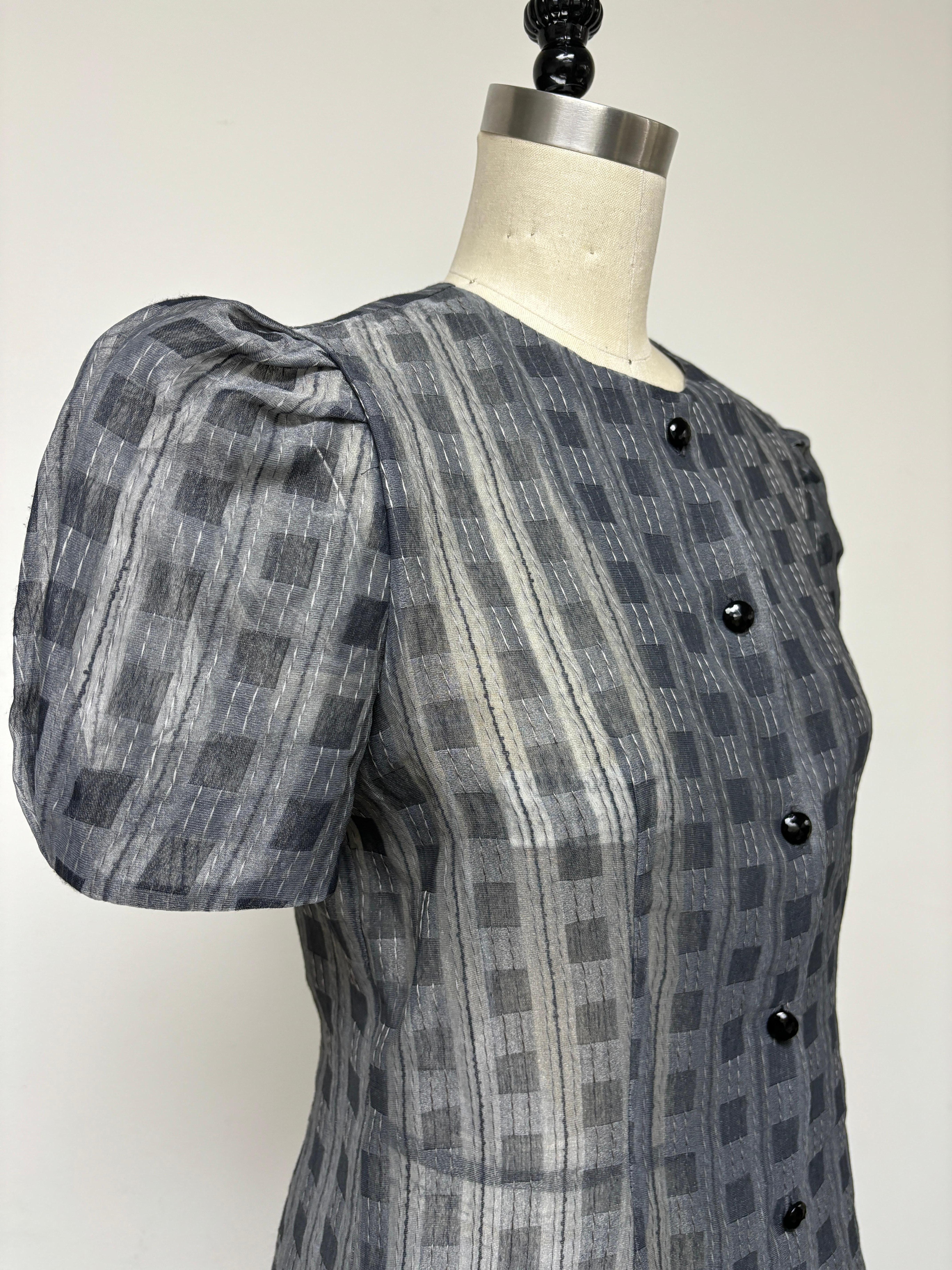 Women's Puffy Sleeve Fancy Check Organza Blouse For Sale