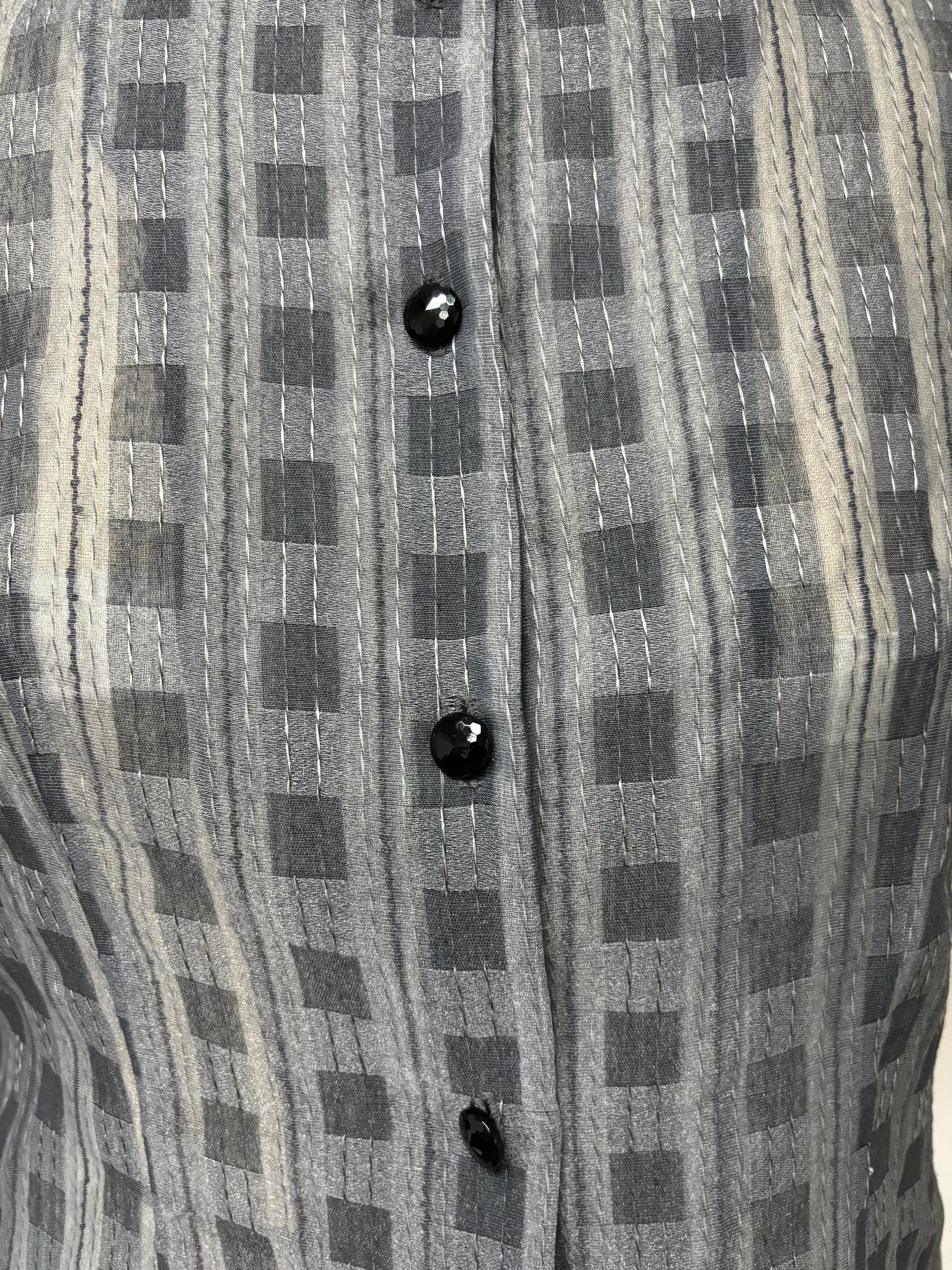 Puffy Sleeve Fancy Check Organza Blouse For Sale 1