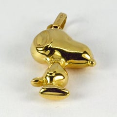 Puffy Snoopy Dog 18k Yellow Gold Charm Pendant