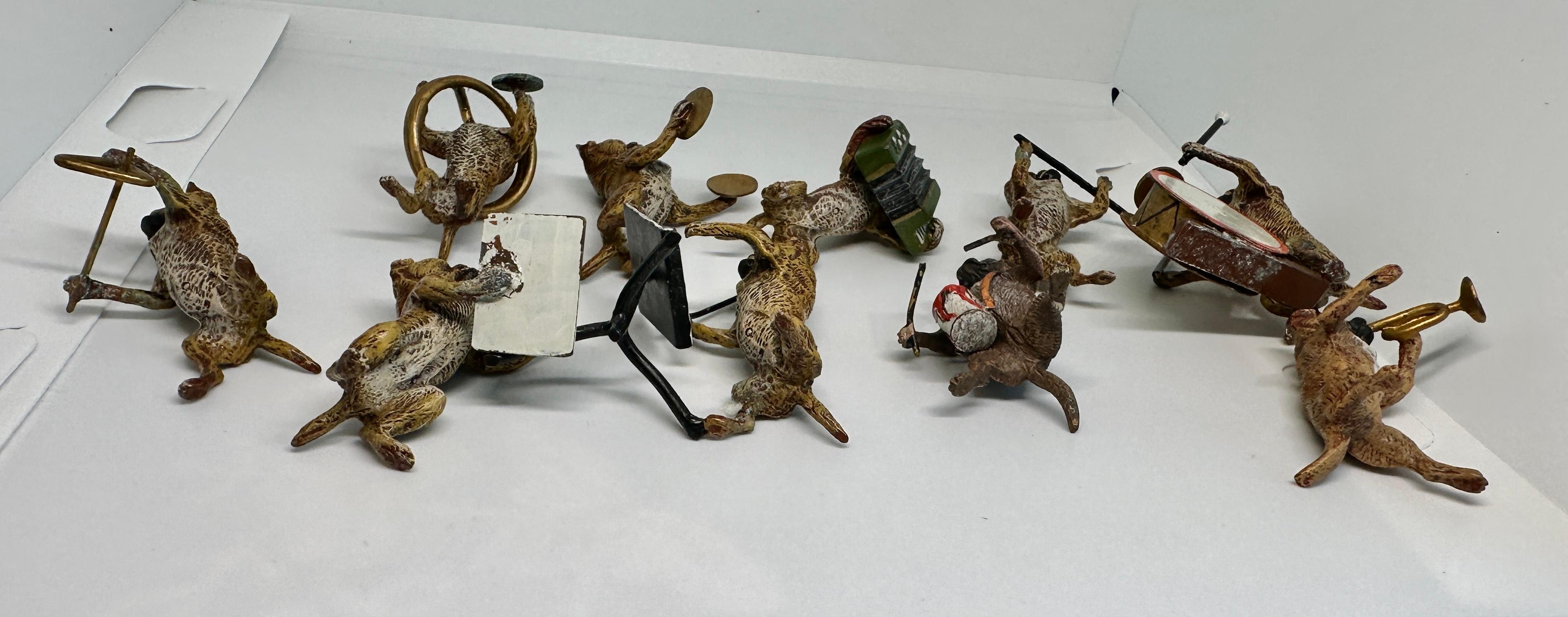 Pug Bulldog Perro Banda Austriaca Vienna Bronze 10 Piezas Antiguo 1900 Singer Tambor en venta 3