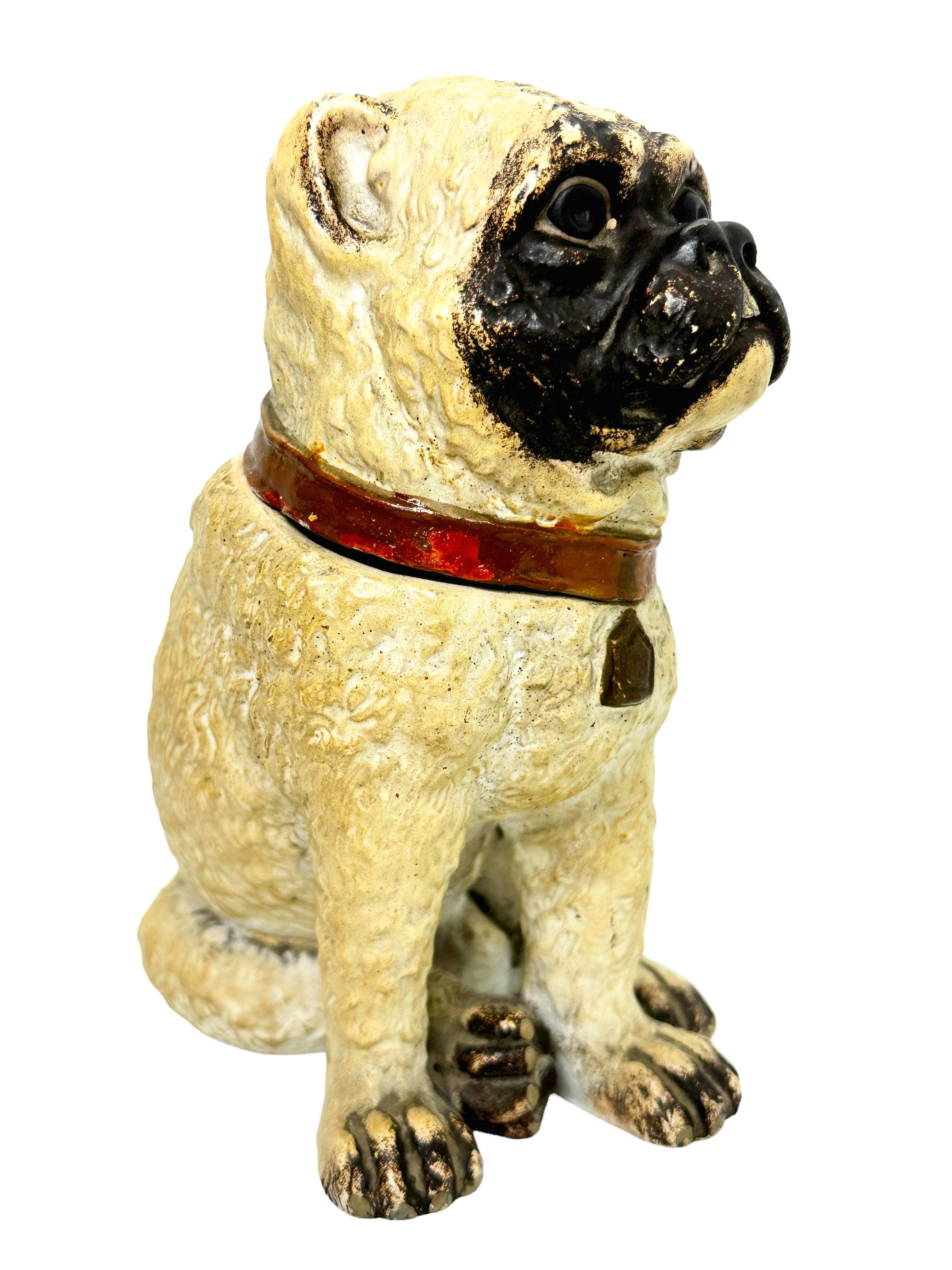 Art Nouveau Pug Dog Tobacco Box by Bernhard Bloch, Meissen Germany, circa 1890s