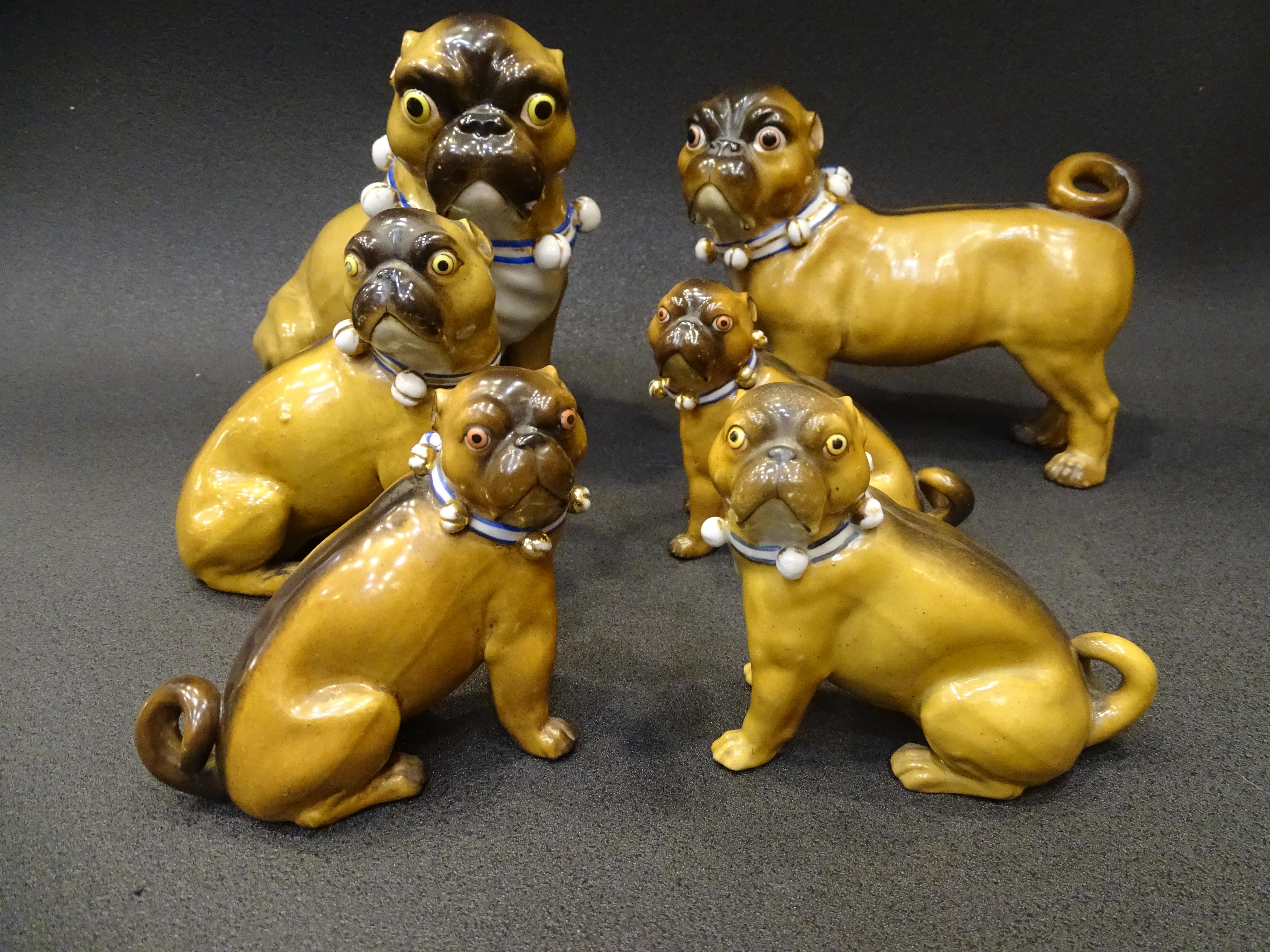 Pug Dogs 19th Century 6 Germany Porcelain, Sculpture 2